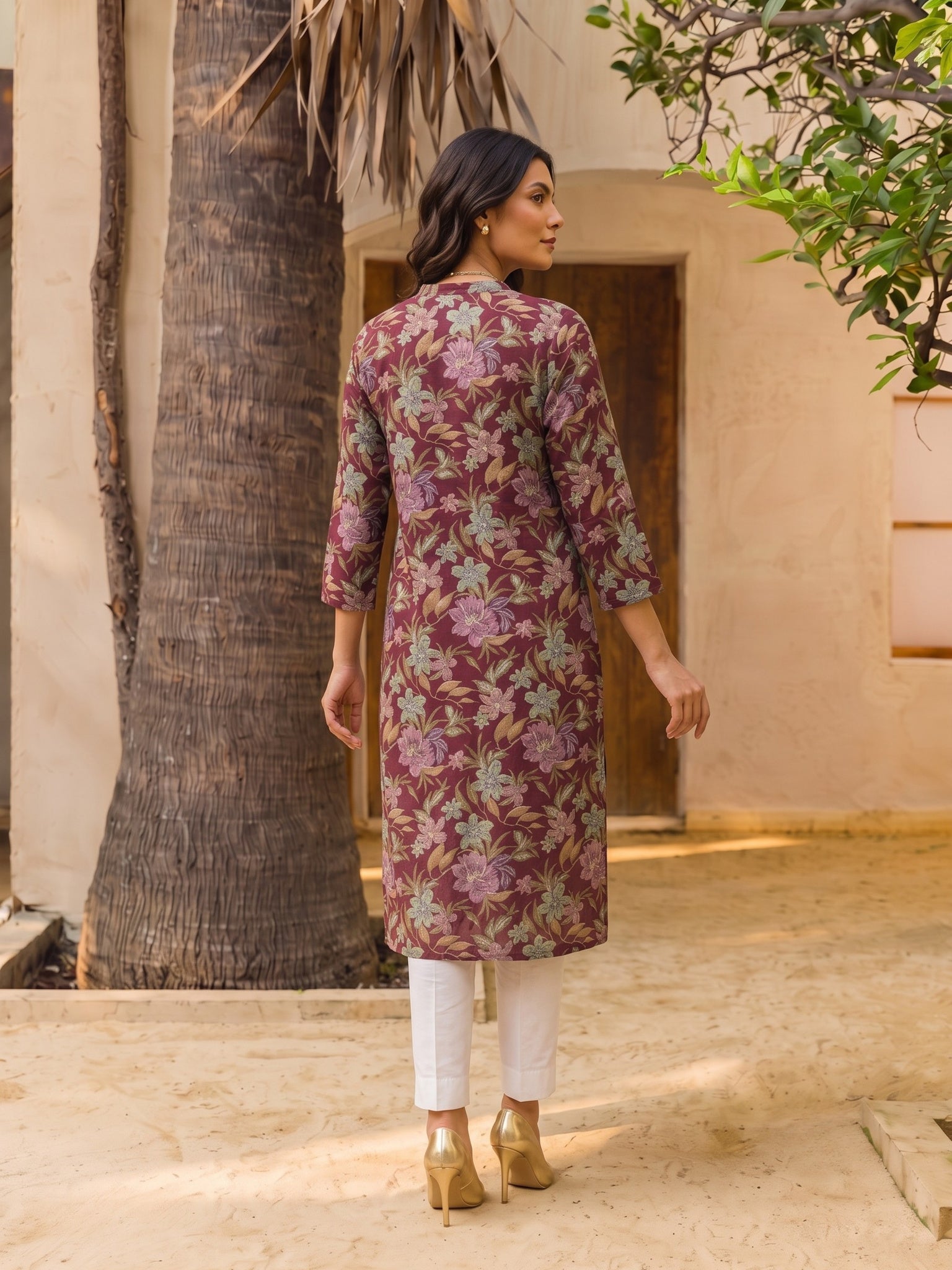 Rayon Printed Straight Calf Length Kurta