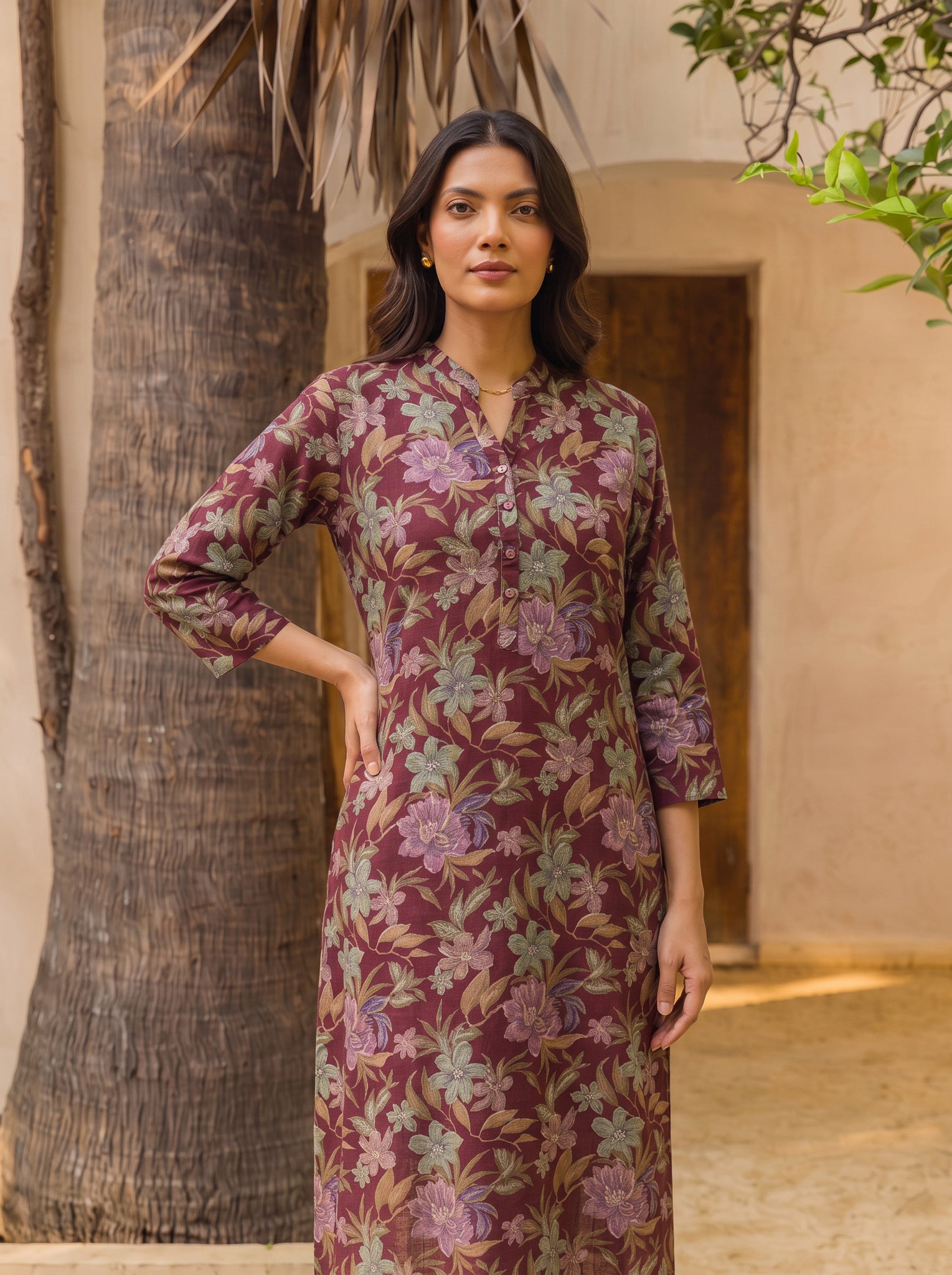 Rayon Printed Straight Calf Length Kurta