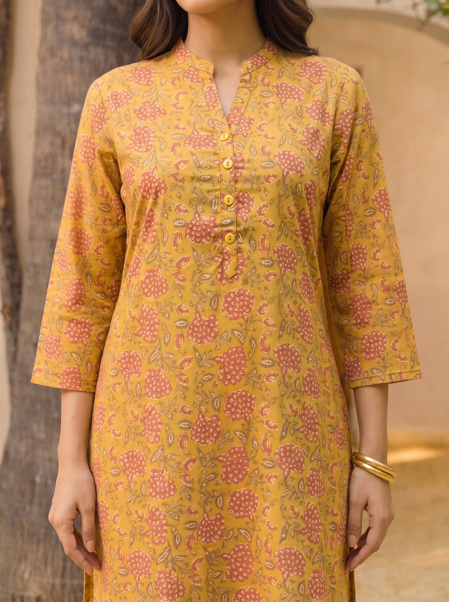 Cotton Printed Straight Calf Length Kurta