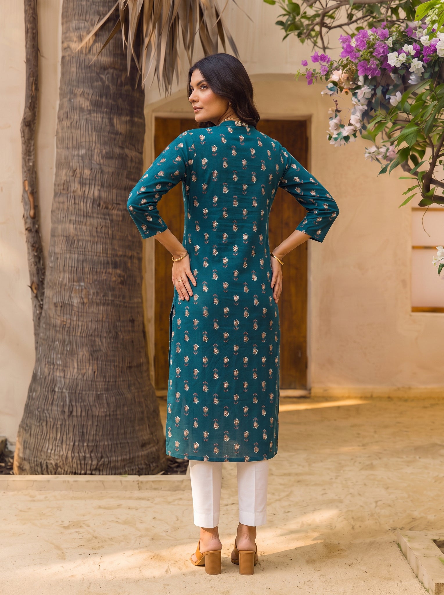 Cotton Printed Straight Calf Length Kurta