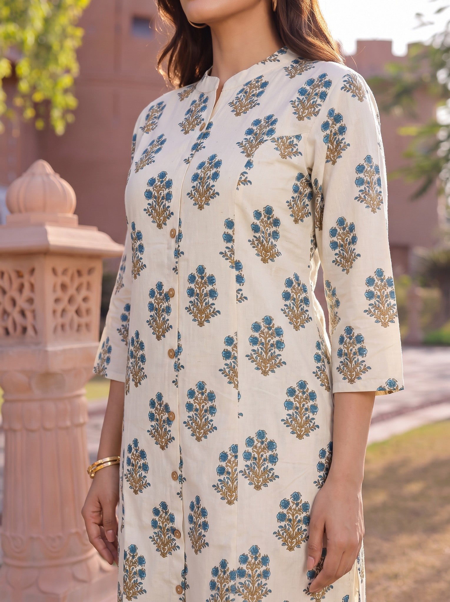 Cotton Printed A-Line Calf Length Kurta