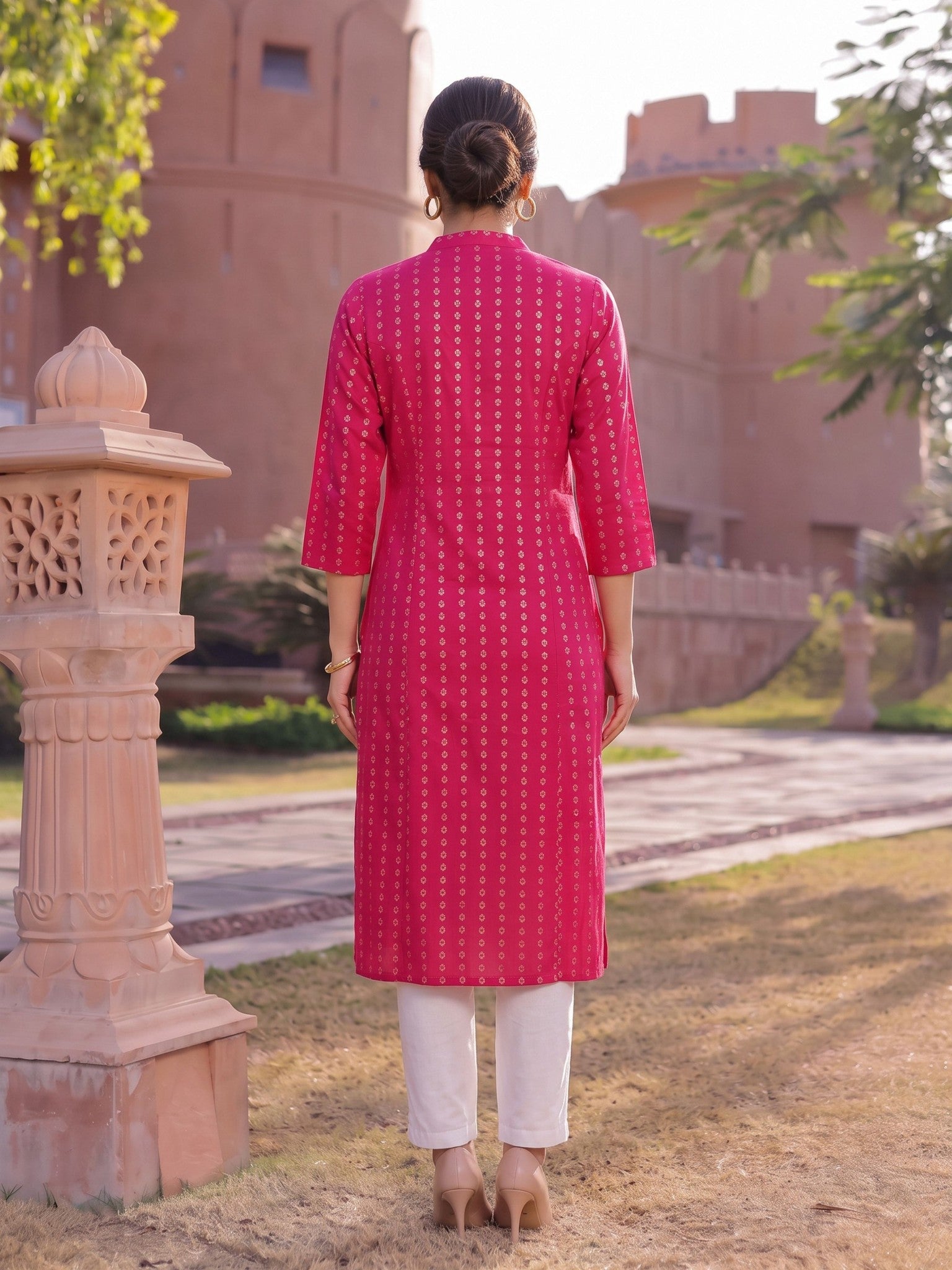 Rayon Printed A-Line Calf Length Kurta