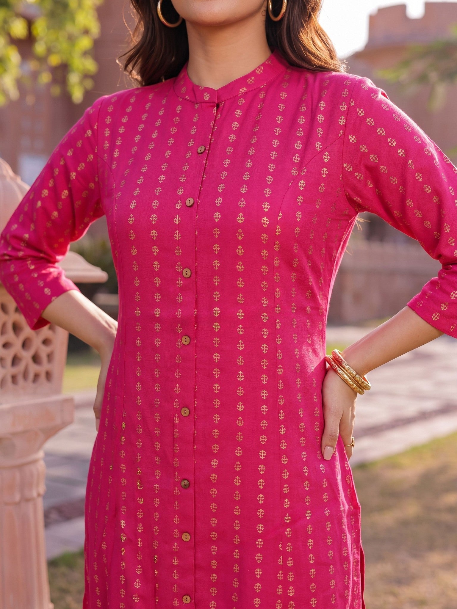 Rayon Printed A-Line Calf Length Kurta