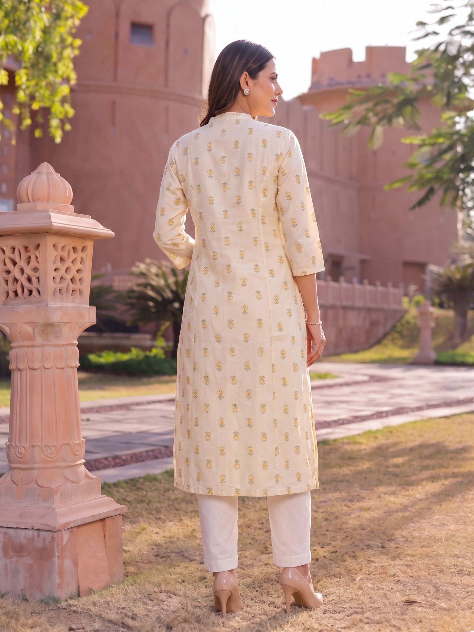 Viscose Printed A-Line Calf Length Kurta