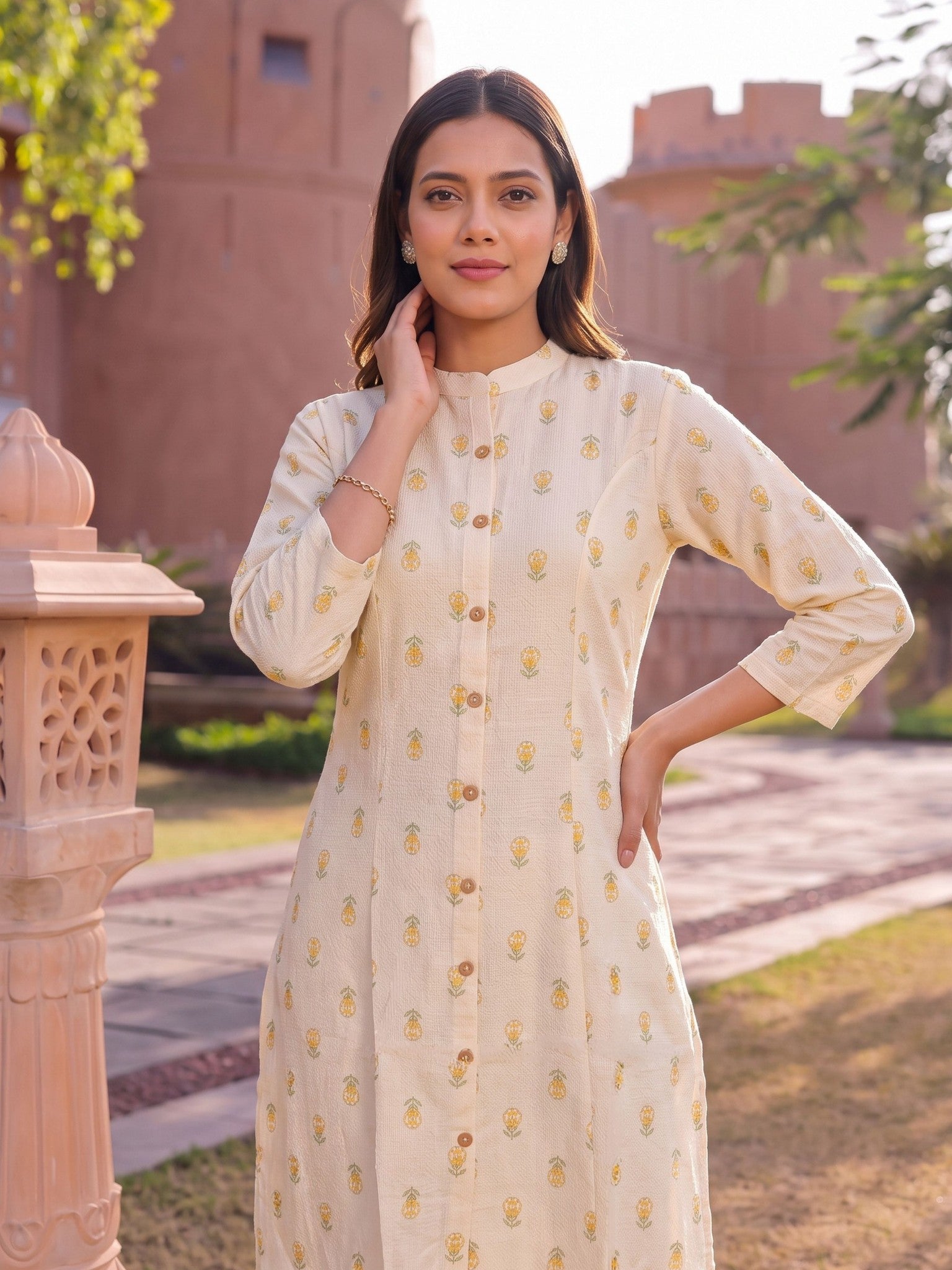 Viscose Printed A-Line Calf Length Kurta
