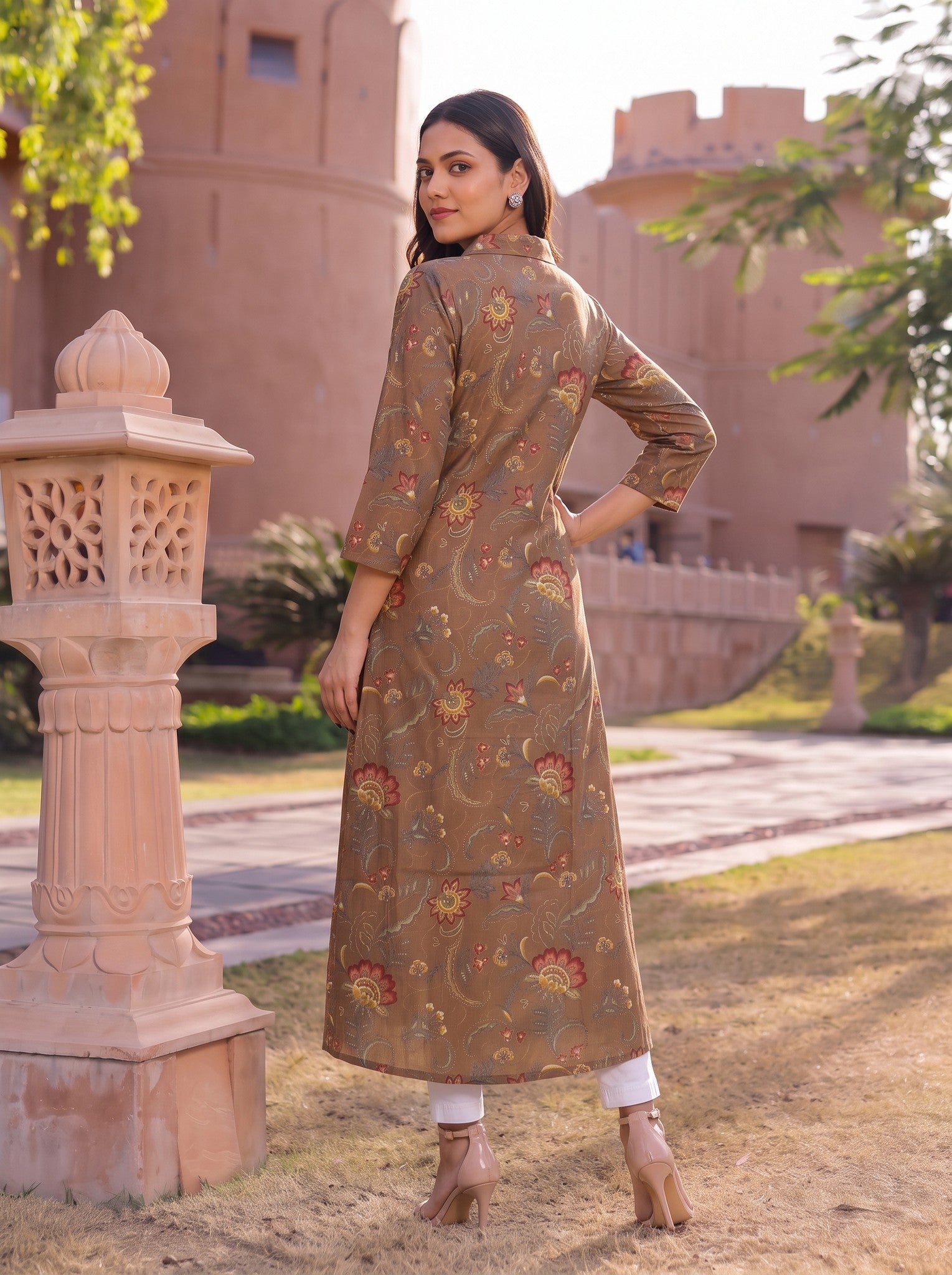 Viscose Printed A-Line Calf Length Kurta