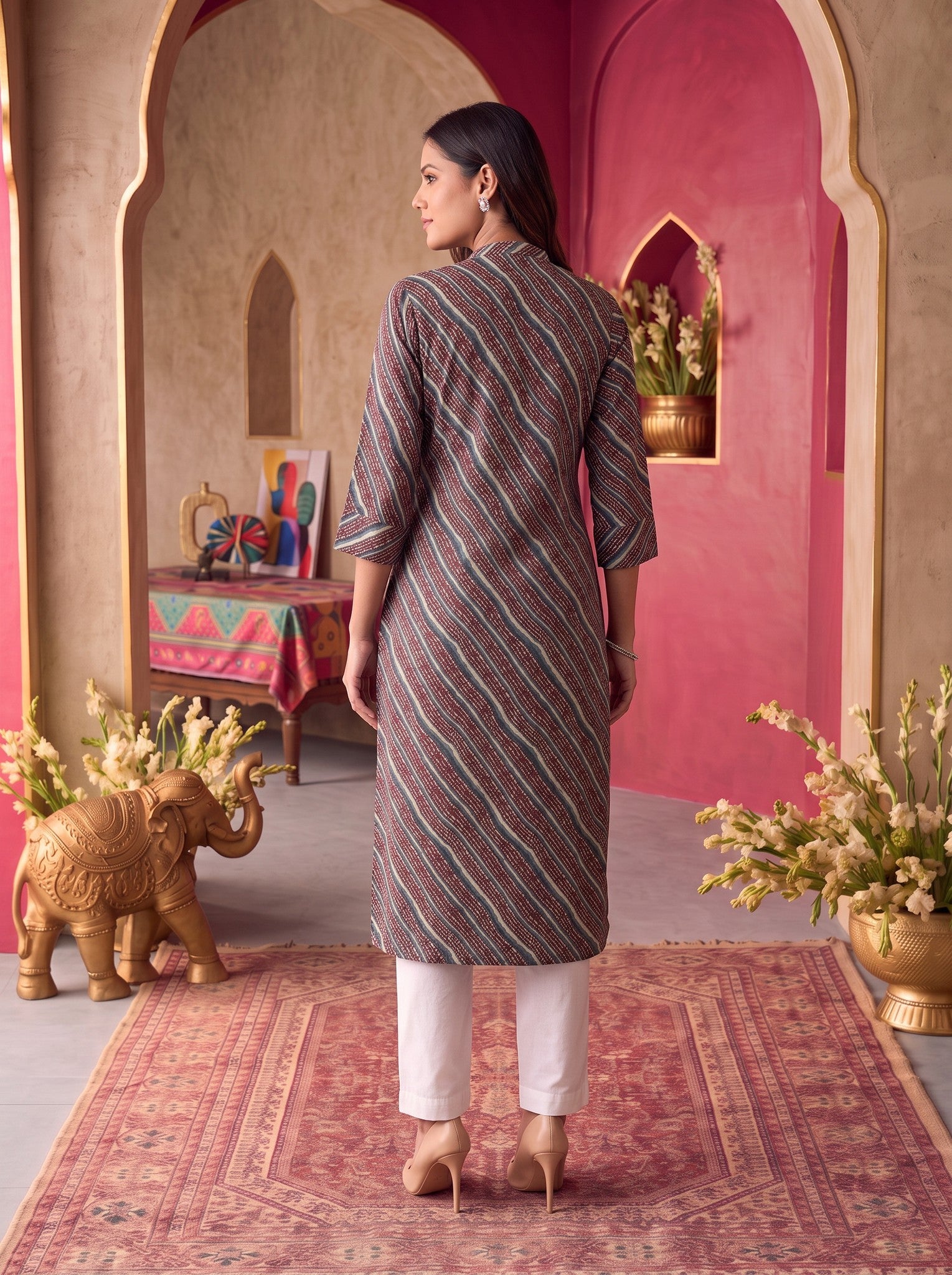 Viscose Printed Straight Calf Length Kurta
