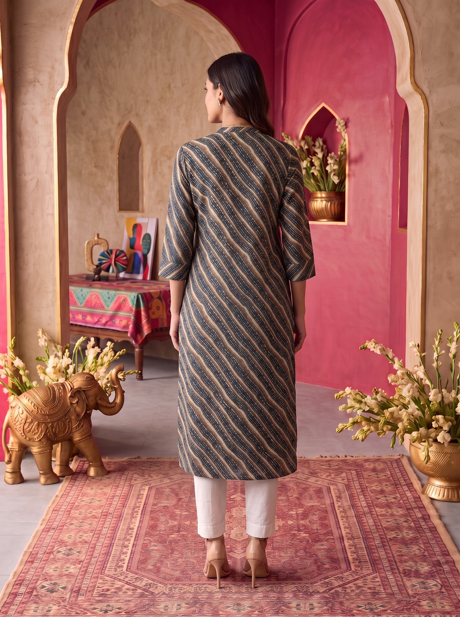 Viscose Printed Straight Calf Length Kurta