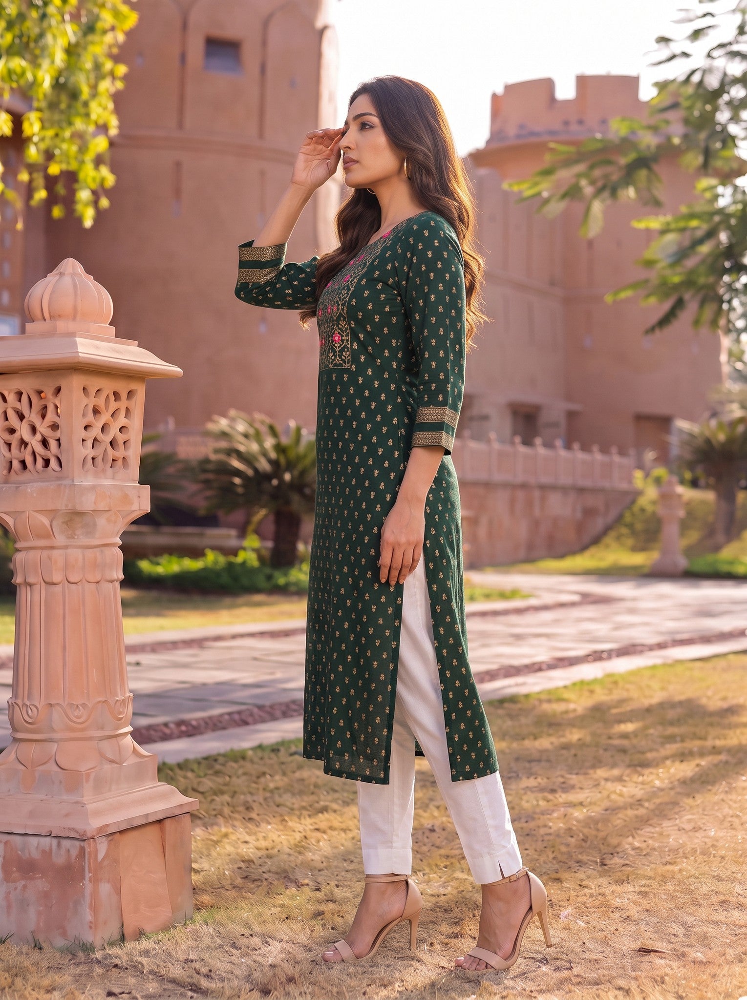 Rayon Embroidered Straight Calf Length Kurta
