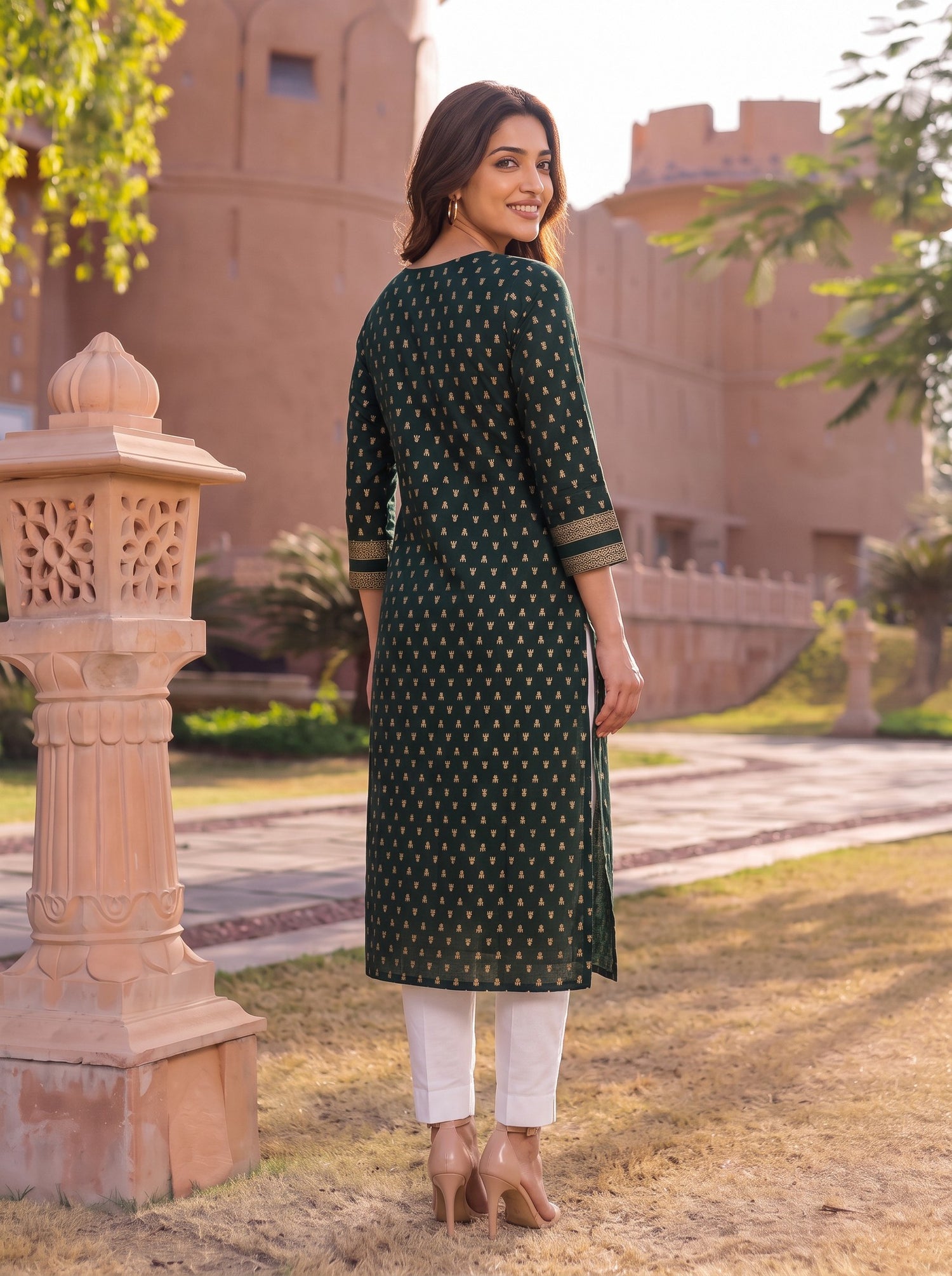 Buy Rayon Embroidered Straight Calf Length Kurta-Green