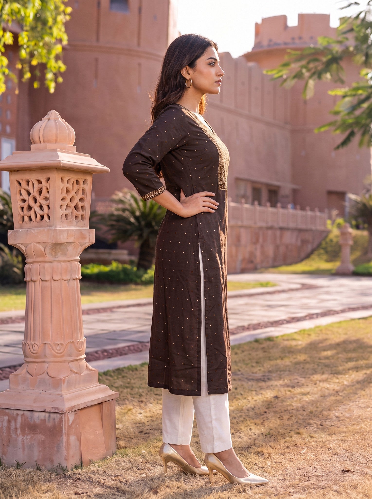 Rayon Embroidered Straight Calf Length Kurta