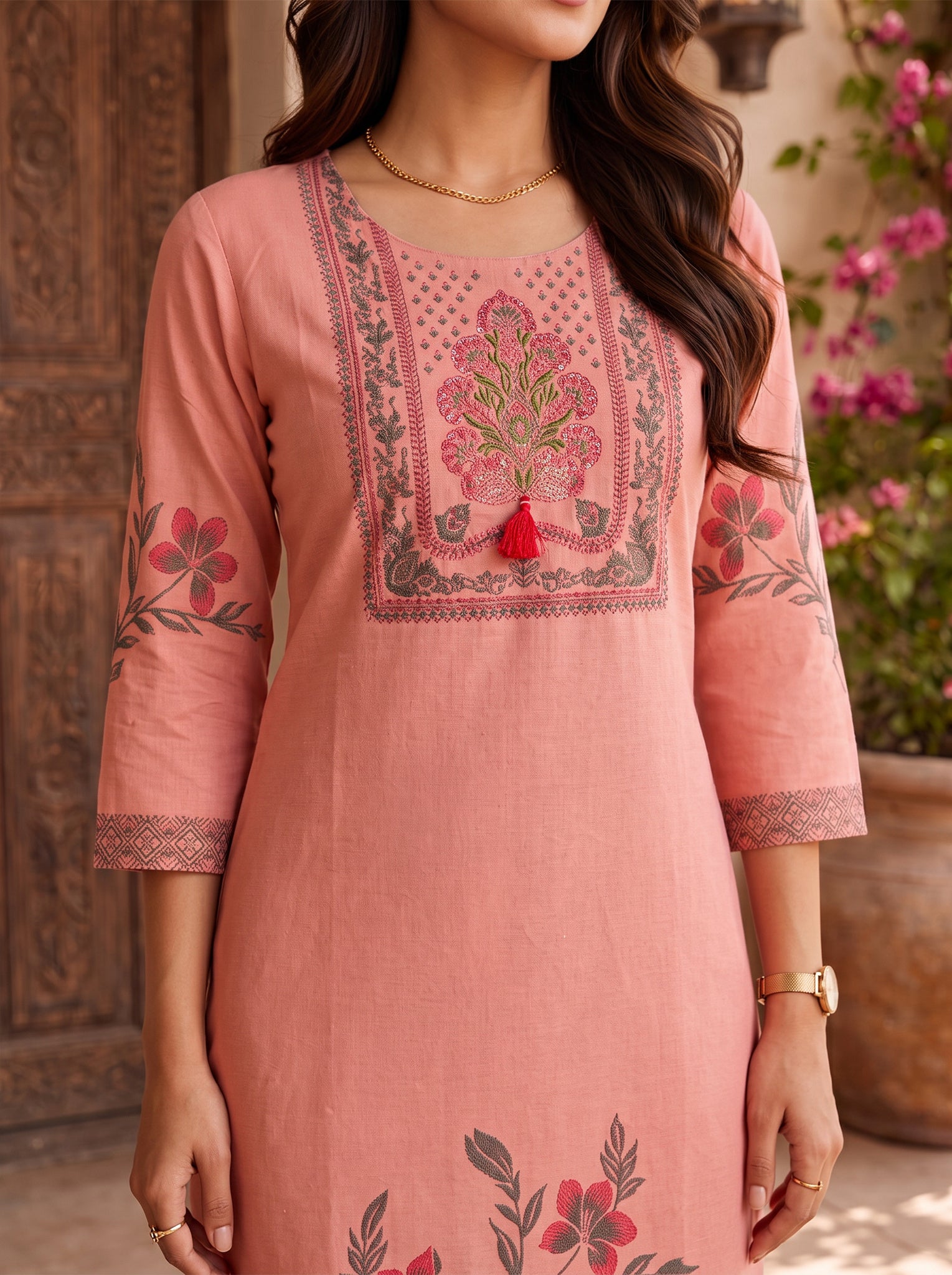 Cotton Printed Straight Calf Length Kurta