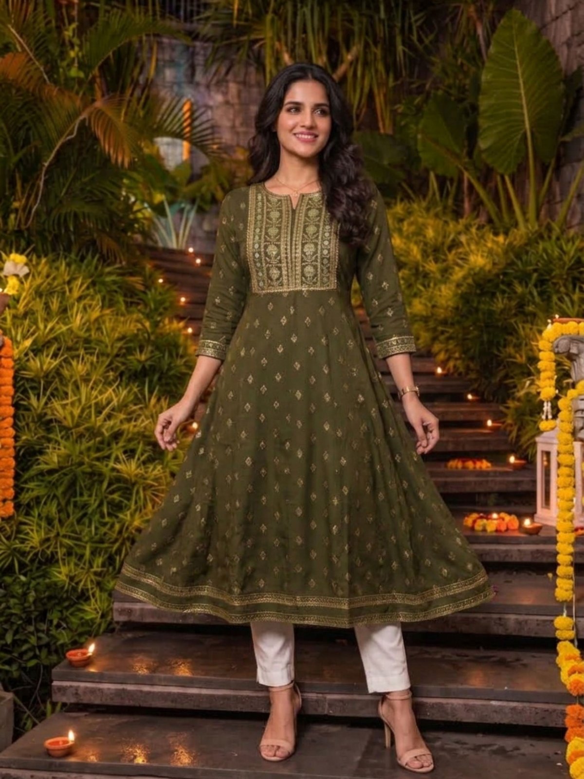 Buy Rayon Embroidered Straight Calf Length Kurta-Yellow