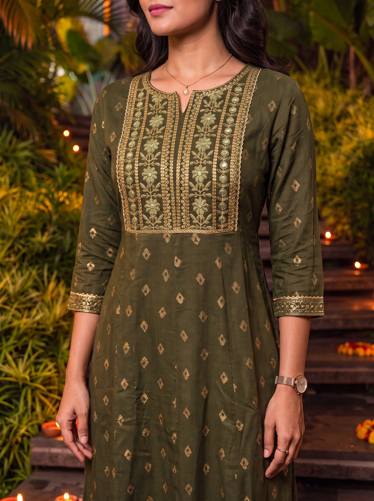 Rayon Embroidered Straight Calf Length Kurta