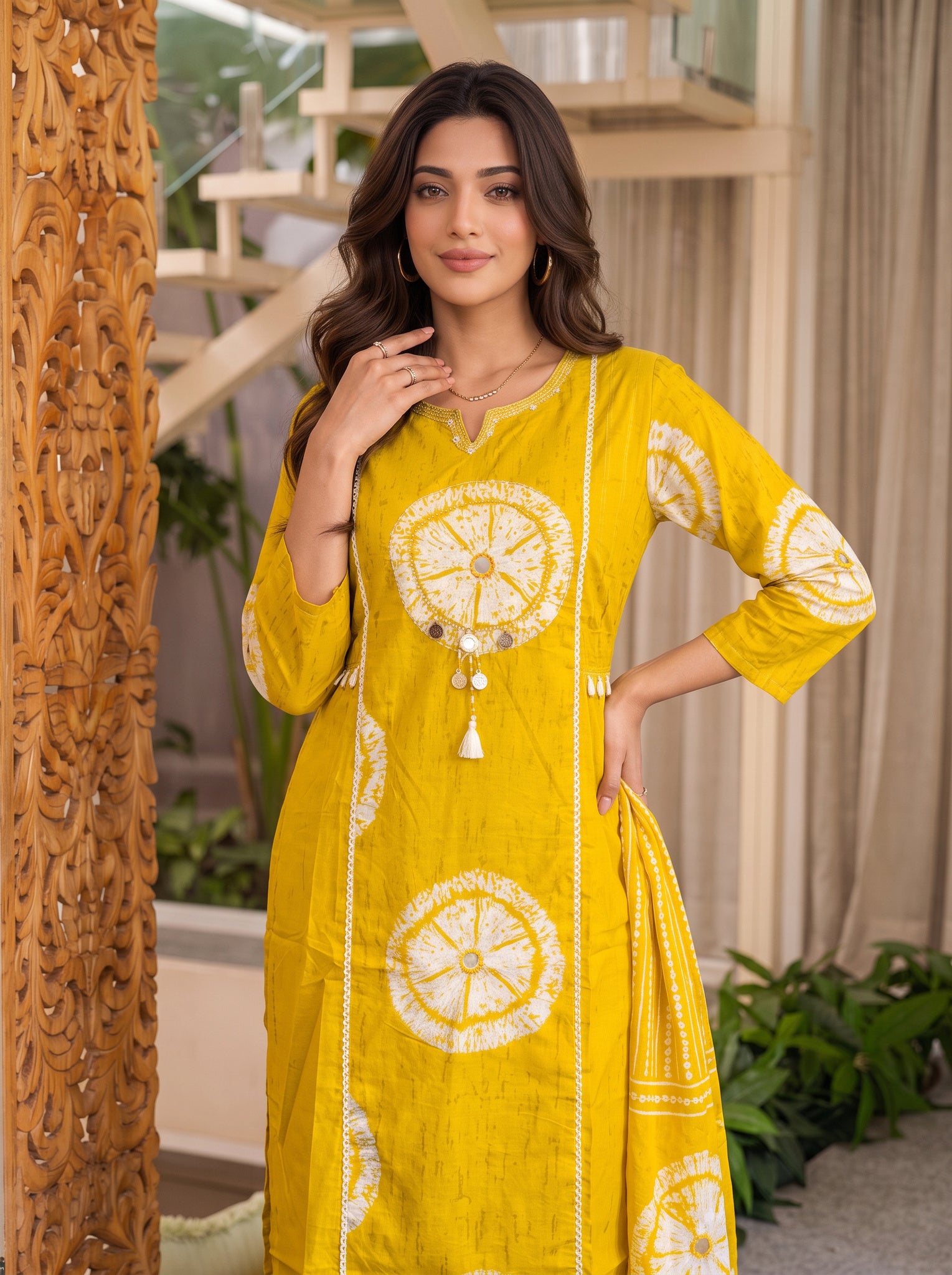 Cotton Embroidered Straight Calf Length Kurta With Pant and Dupatta