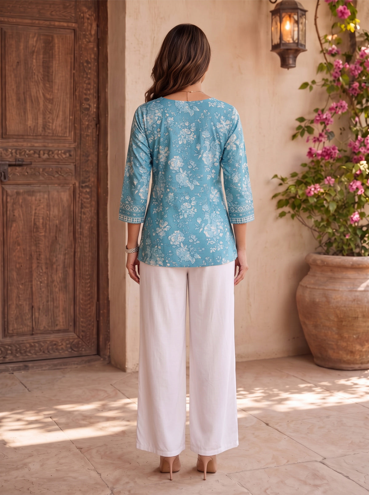 Cotton Printed Straight Short Length Short Kurta