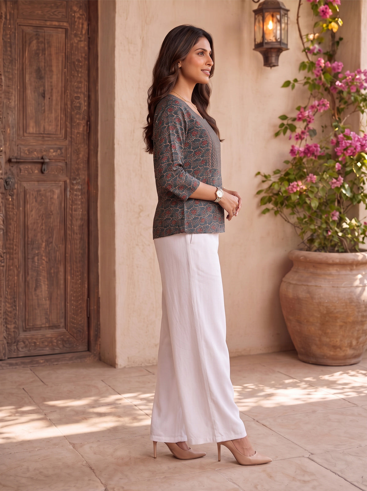 Buy Cotton Printed Straight Short Length Short Kurta-Grey