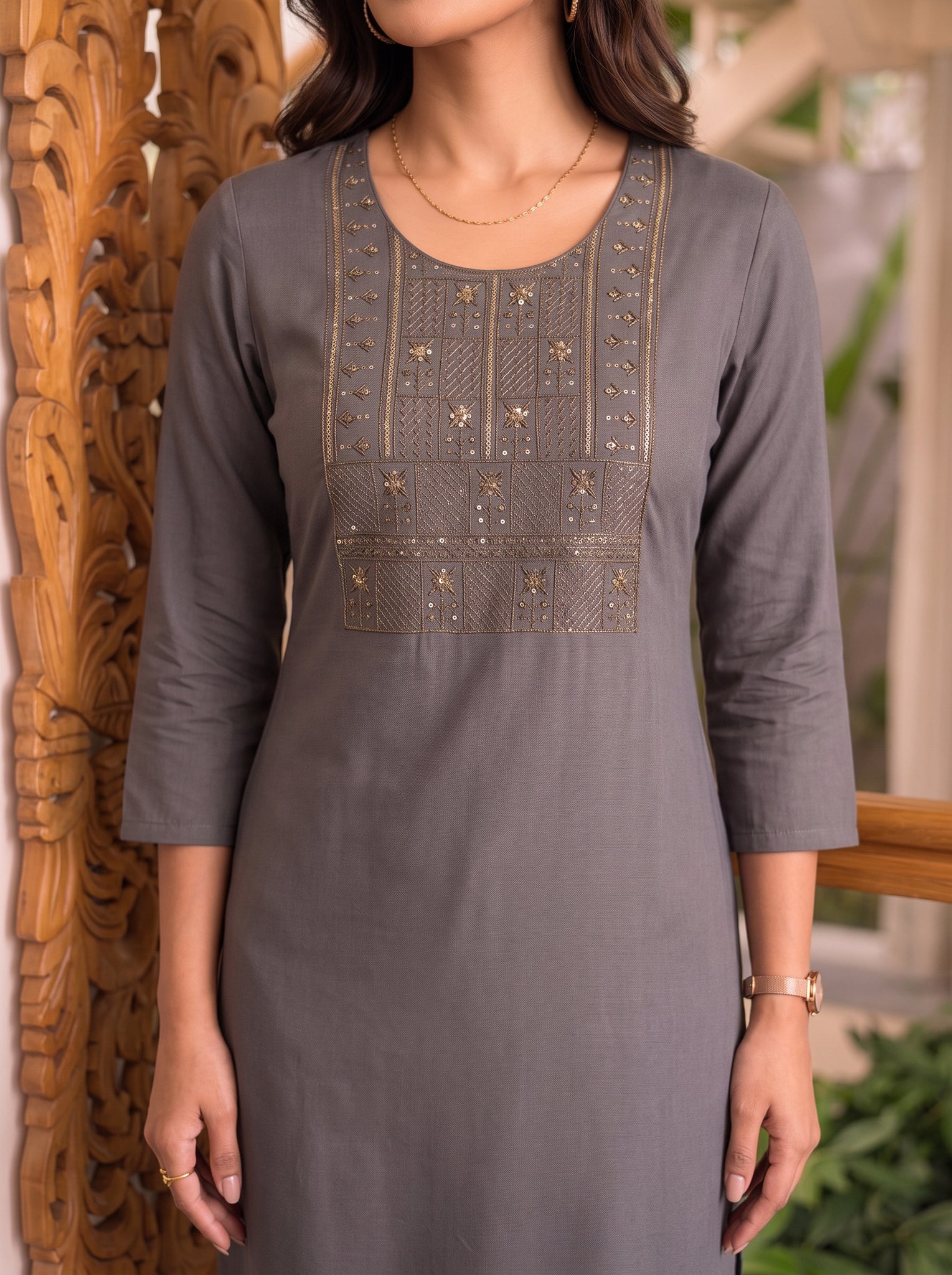 Rayon Embroidered Straight Calf Length Kurta