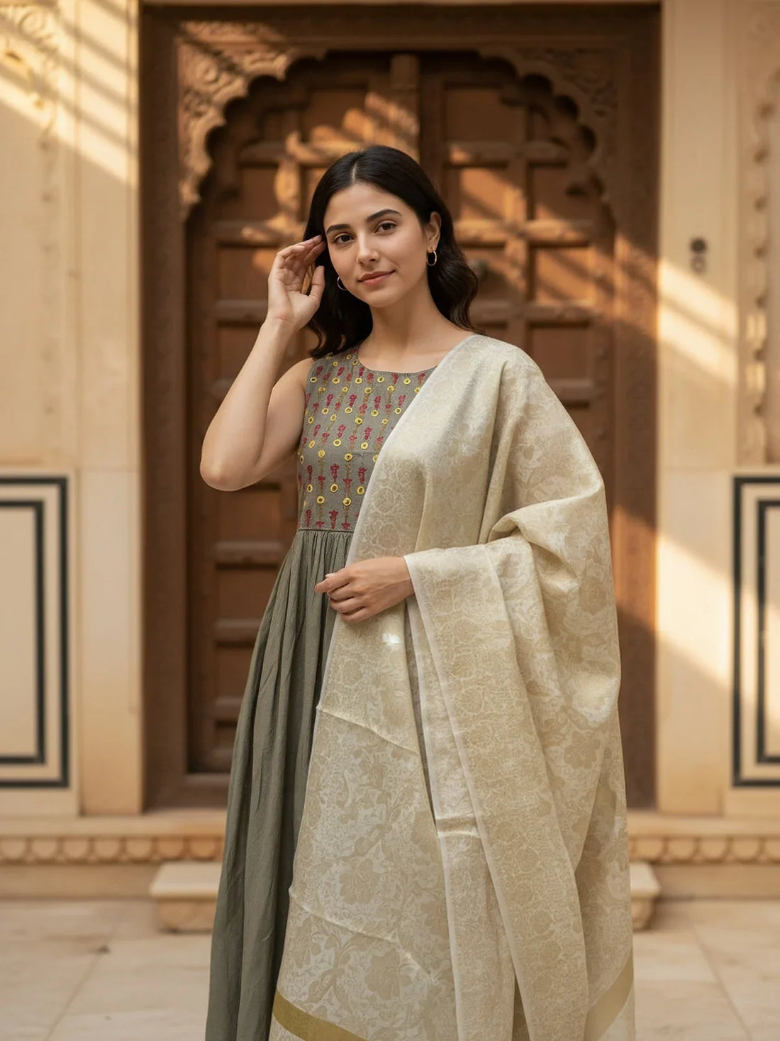 Buy Art Silk Self Design Dupatta-Off White