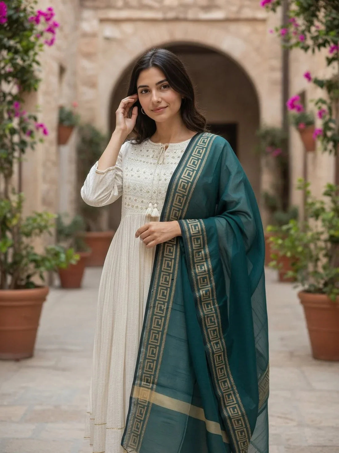 Buy Art Silk Solid Dupatta-Teal