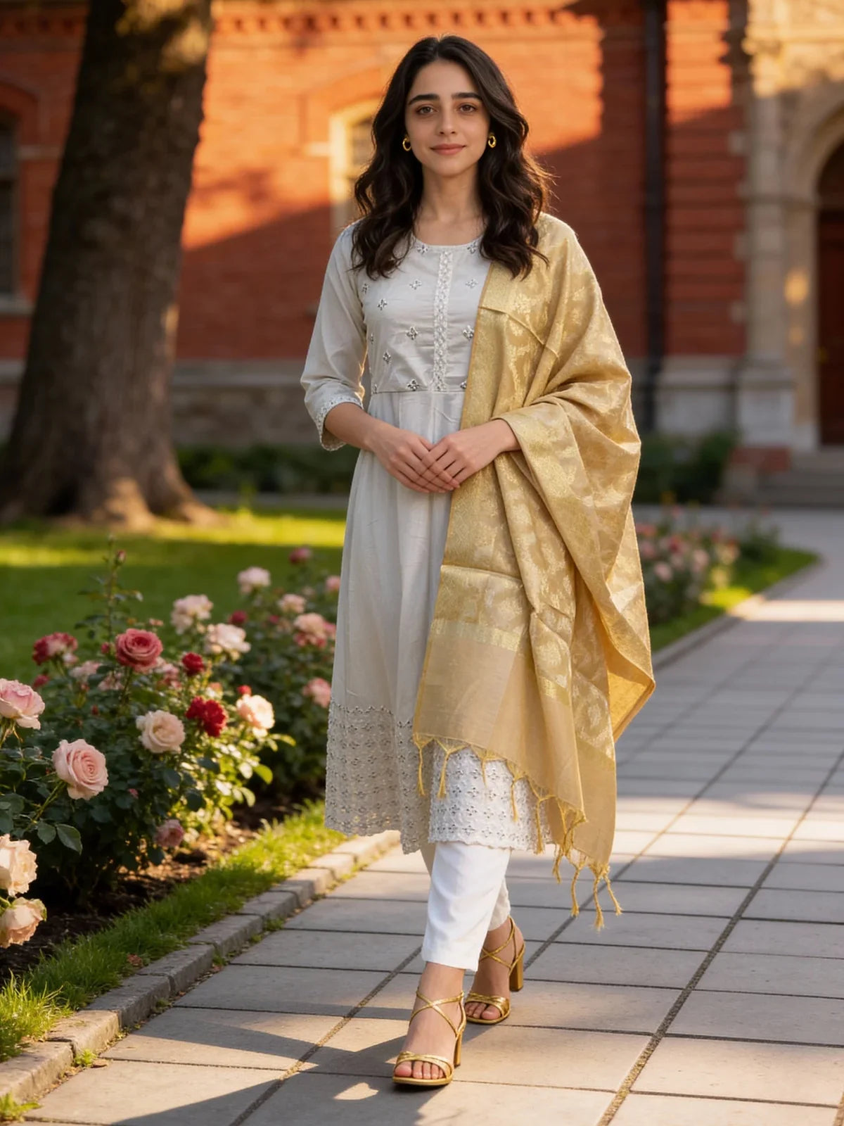 Buy Art Silk Self Design Dupatta-Gold