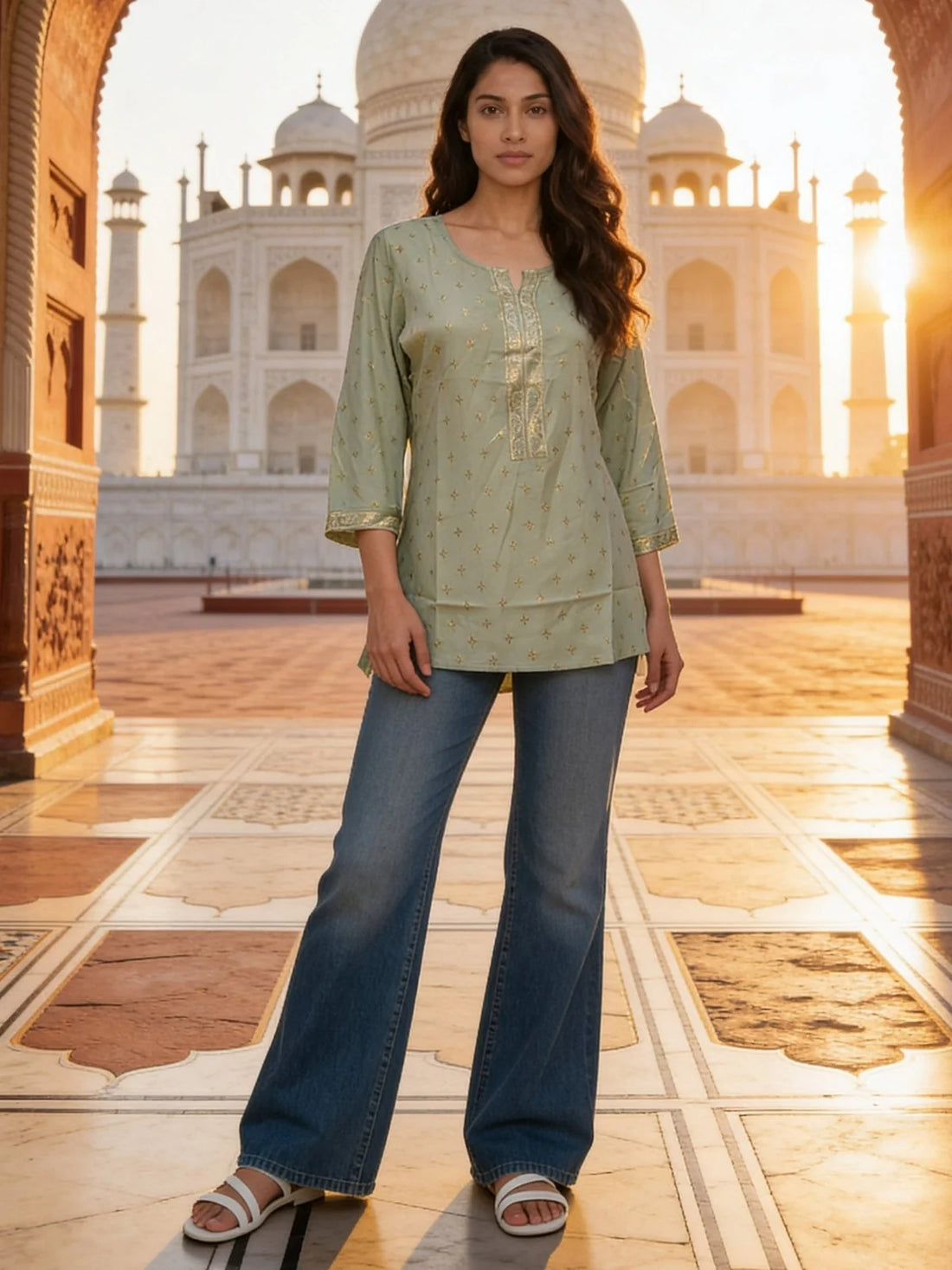 Buy Pista Green Rayon Printed A-Line Short Length Kurti-Pista Green