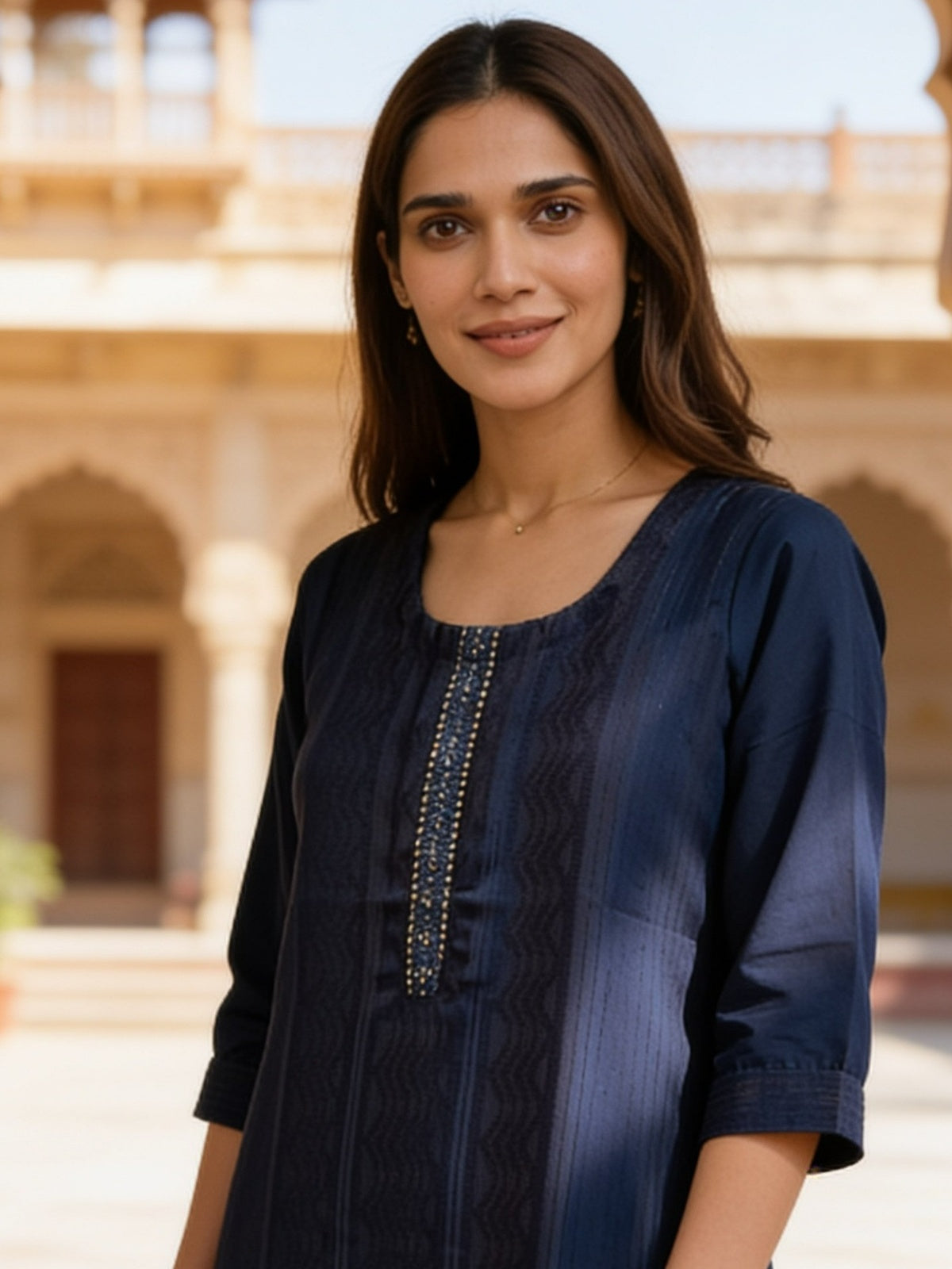 Viscose Embroidered Straight Knee Length Kurta