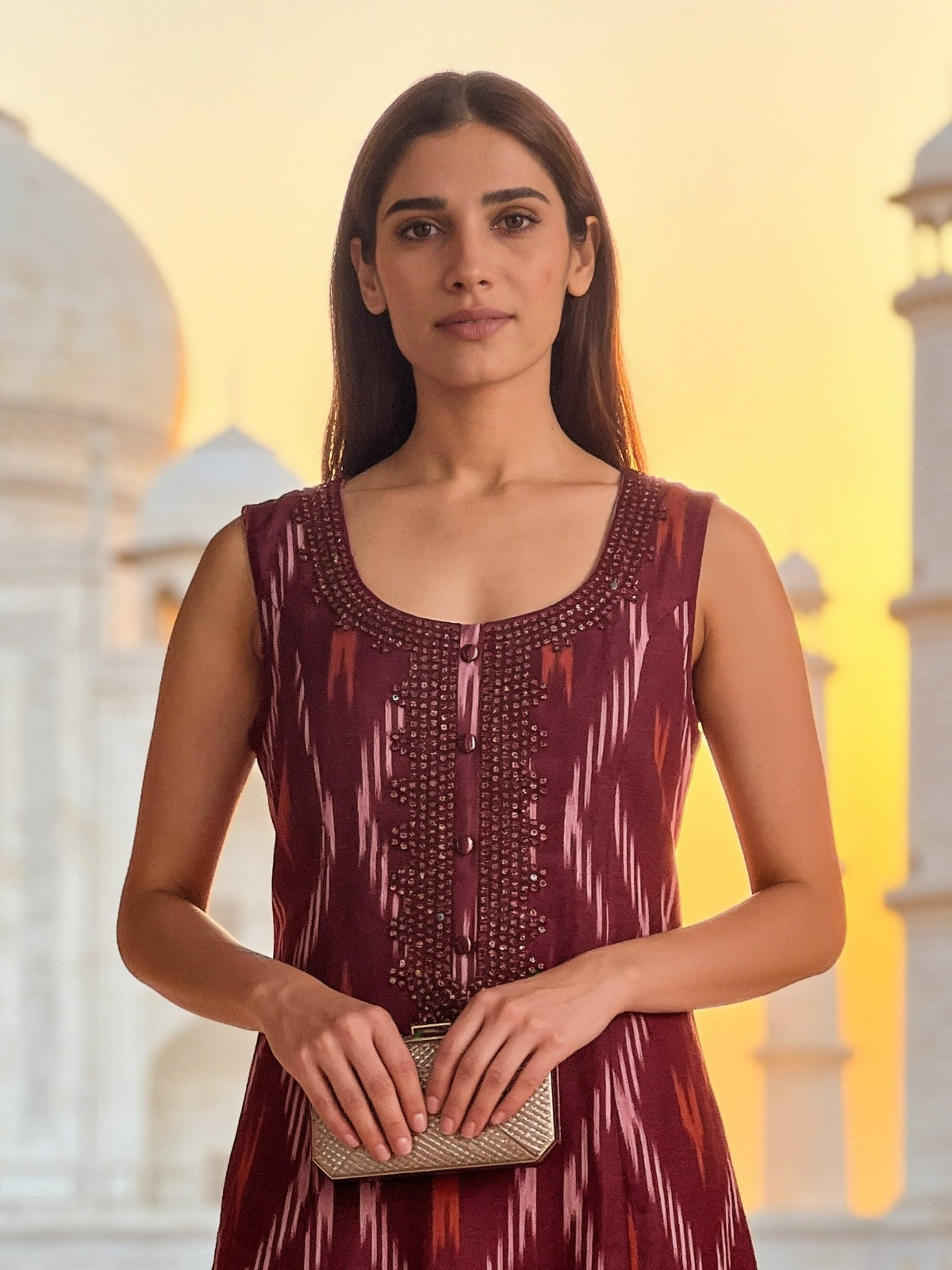 Cotton Embroidered Straight Knee Length Kurta