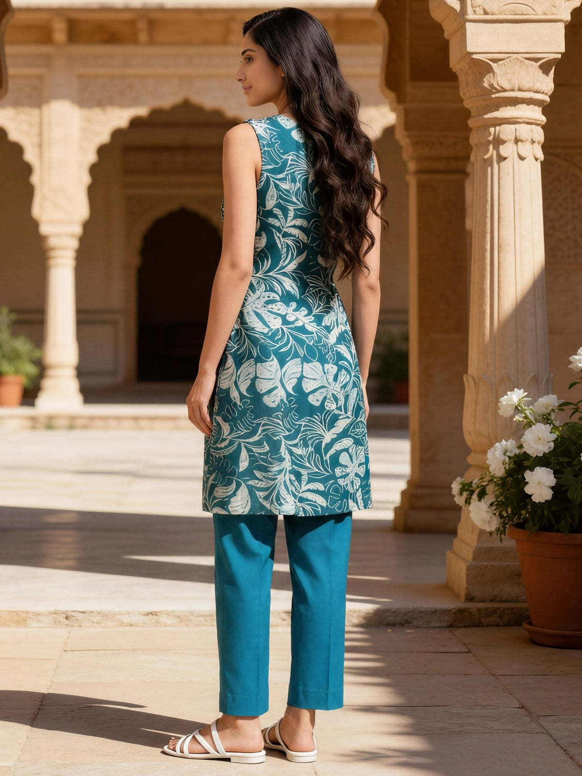 Viscose Printed Straight Calf Length Kurta With Pant