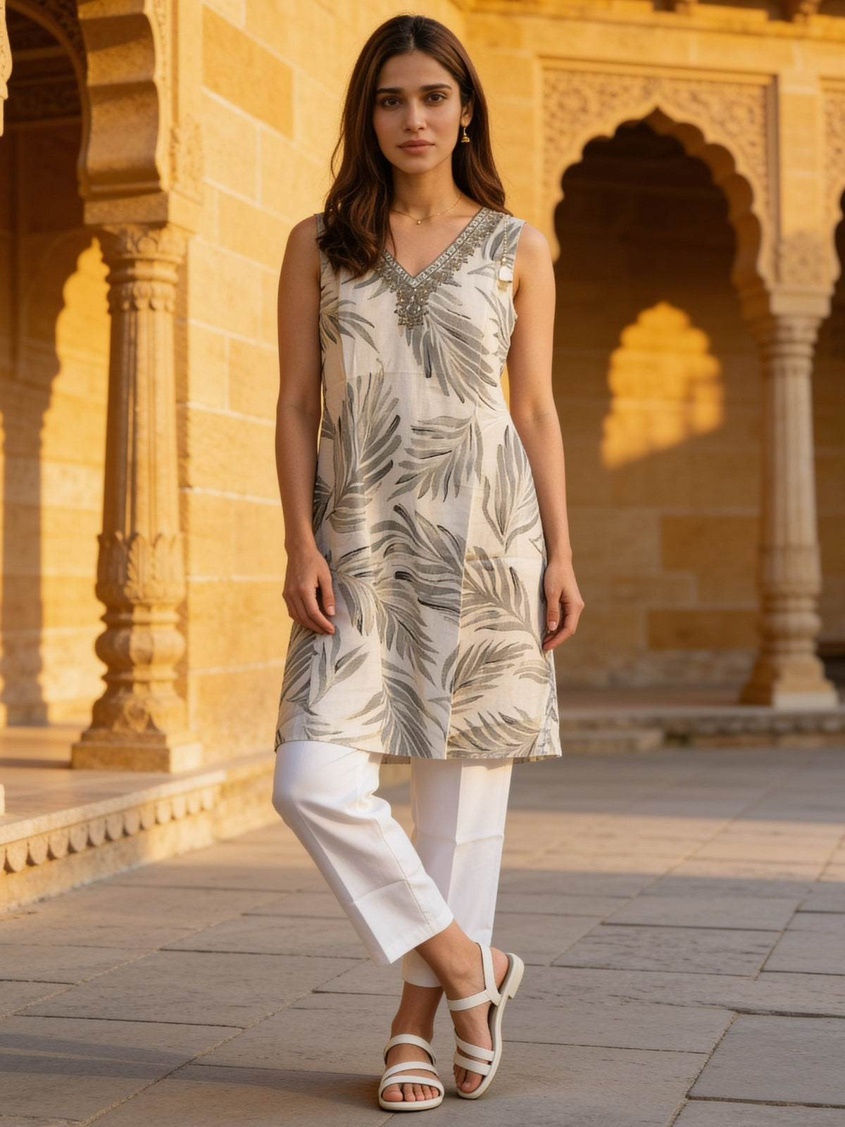 Viscose Printed Straight Calf Length Kurta With Pant