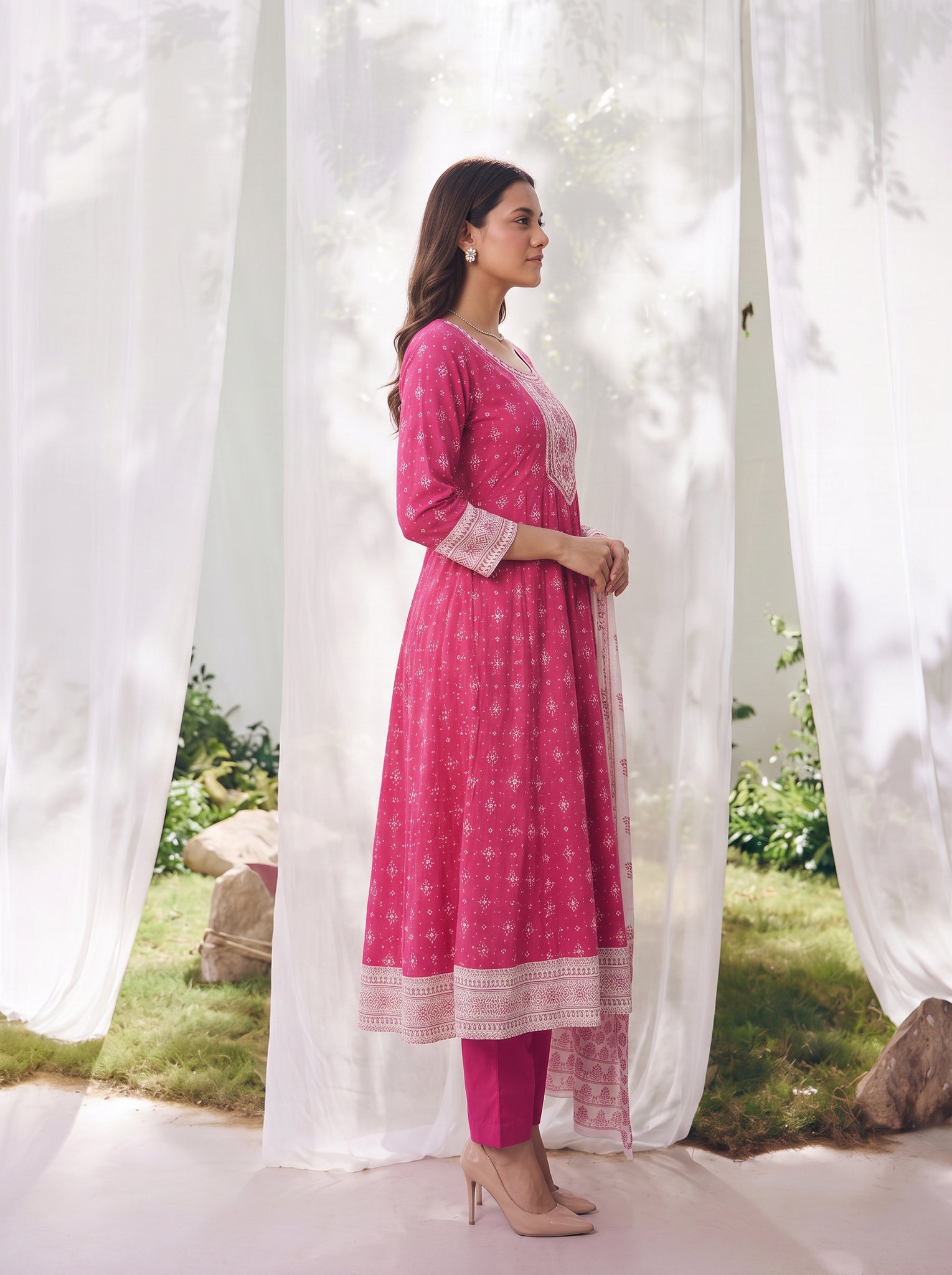 Viscose Embroidered Straight Calf Length Kurta With Pant and Dupatta