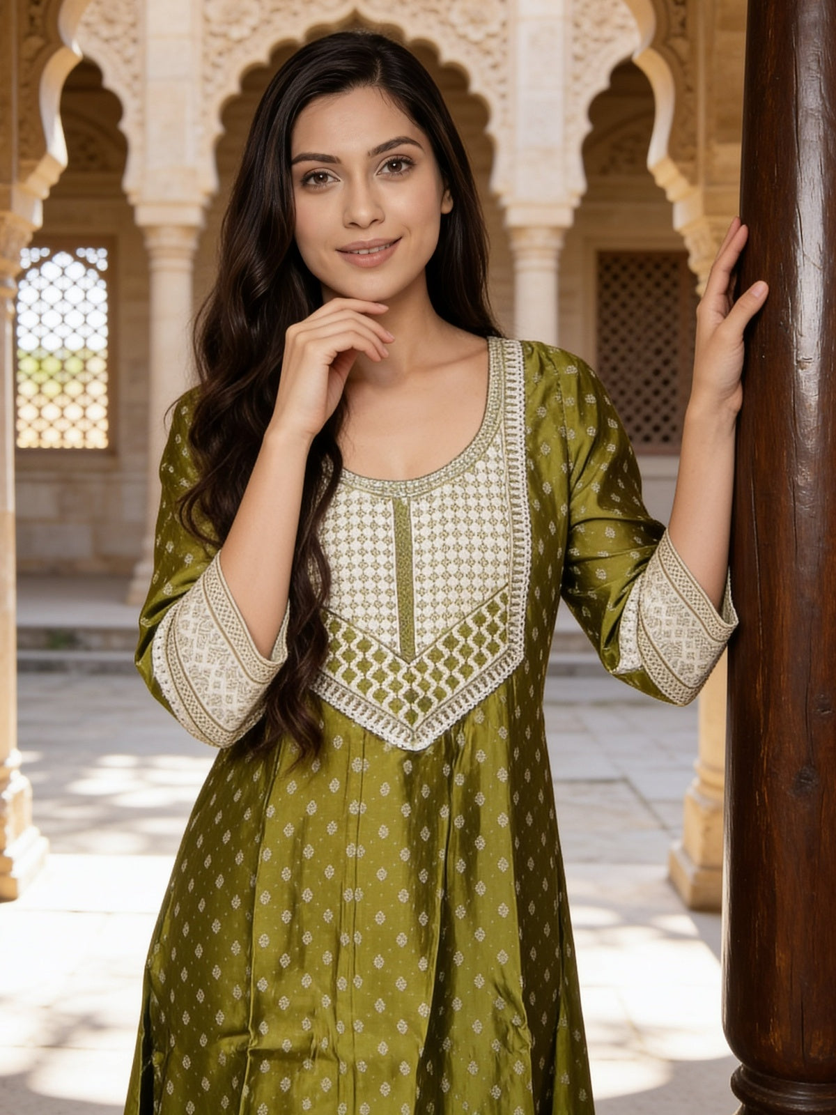 Viscose Embroidered Straight Calf Length Kurta With Pant and Dupatta