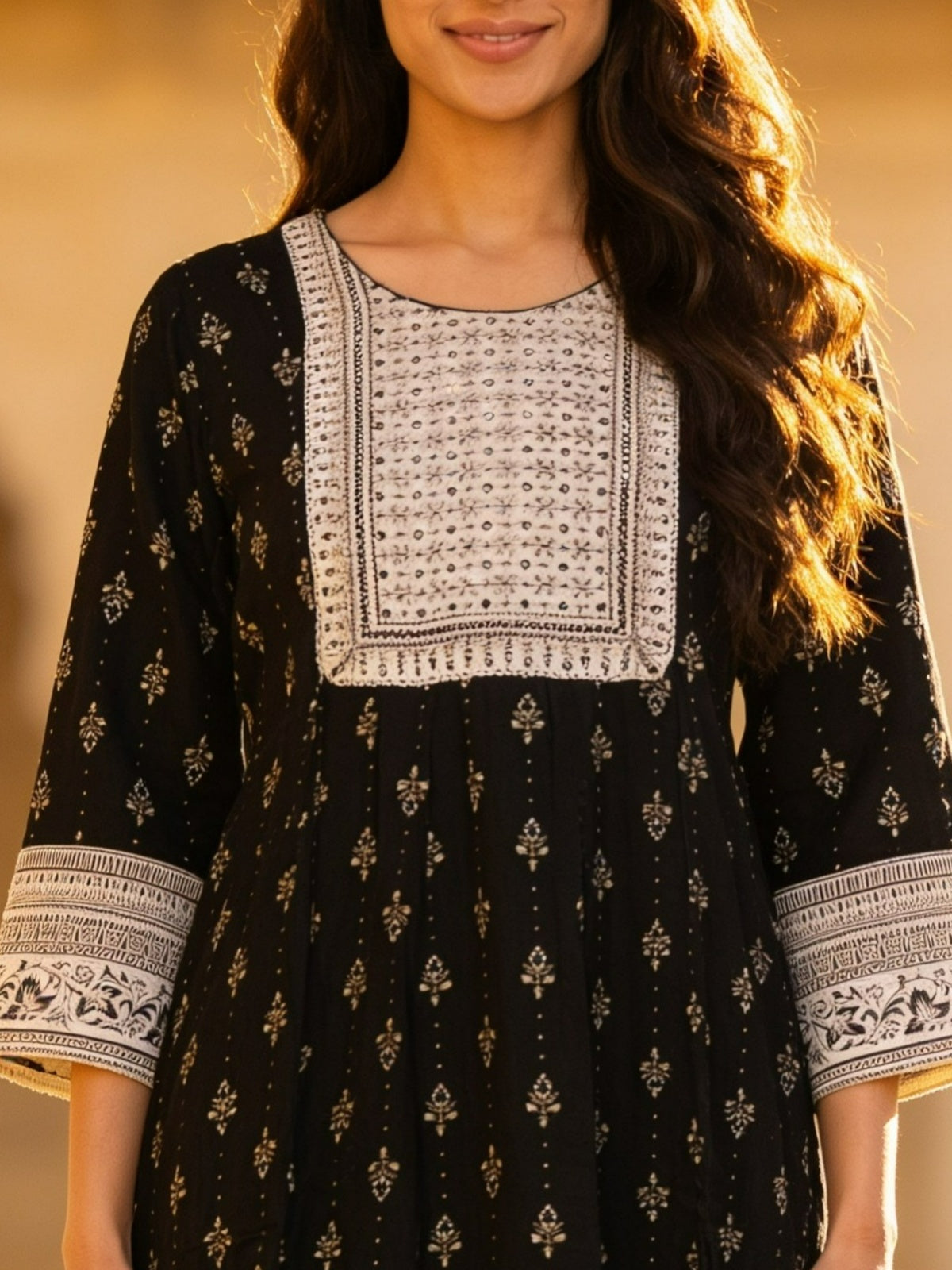 Viscose Embroidered Flared Calf Length Kurta With Pant and Dupatta
