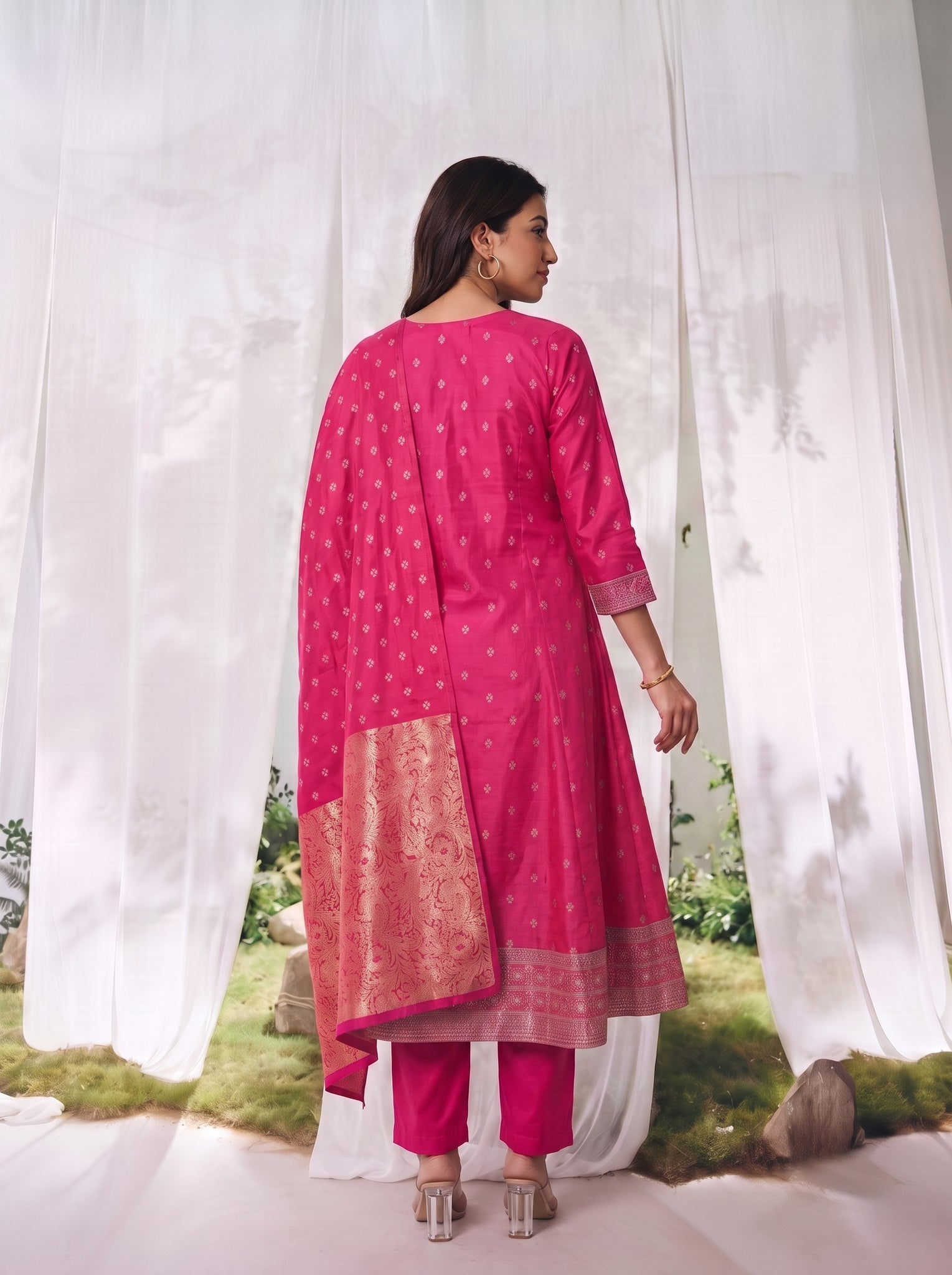 Viscose Embroidered Straight Calf Length Kurta With Pant and Dupatta