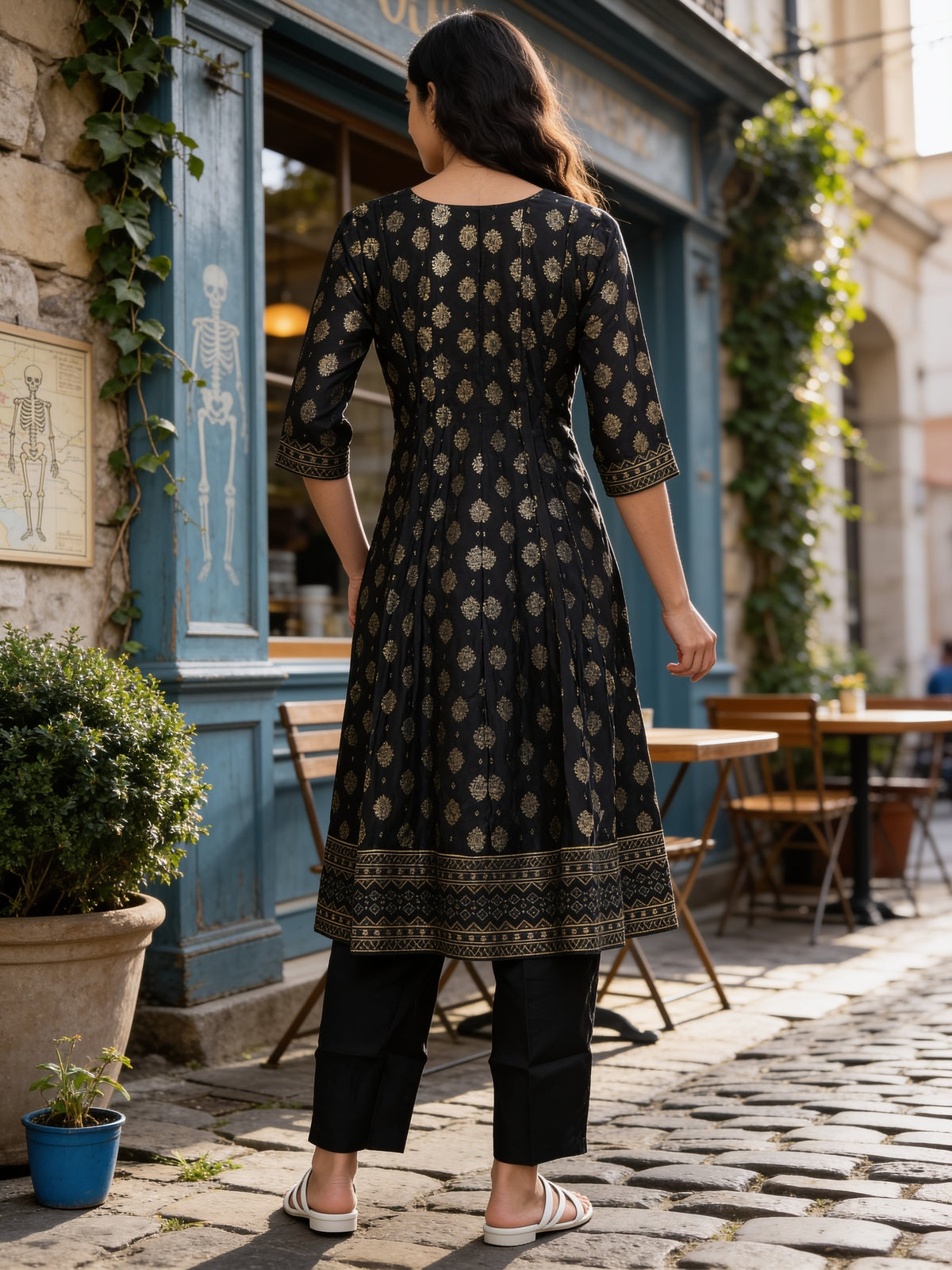 Poly Viscose Embroidered Anarkali Calf Length Kurta With Pant and Dupatta