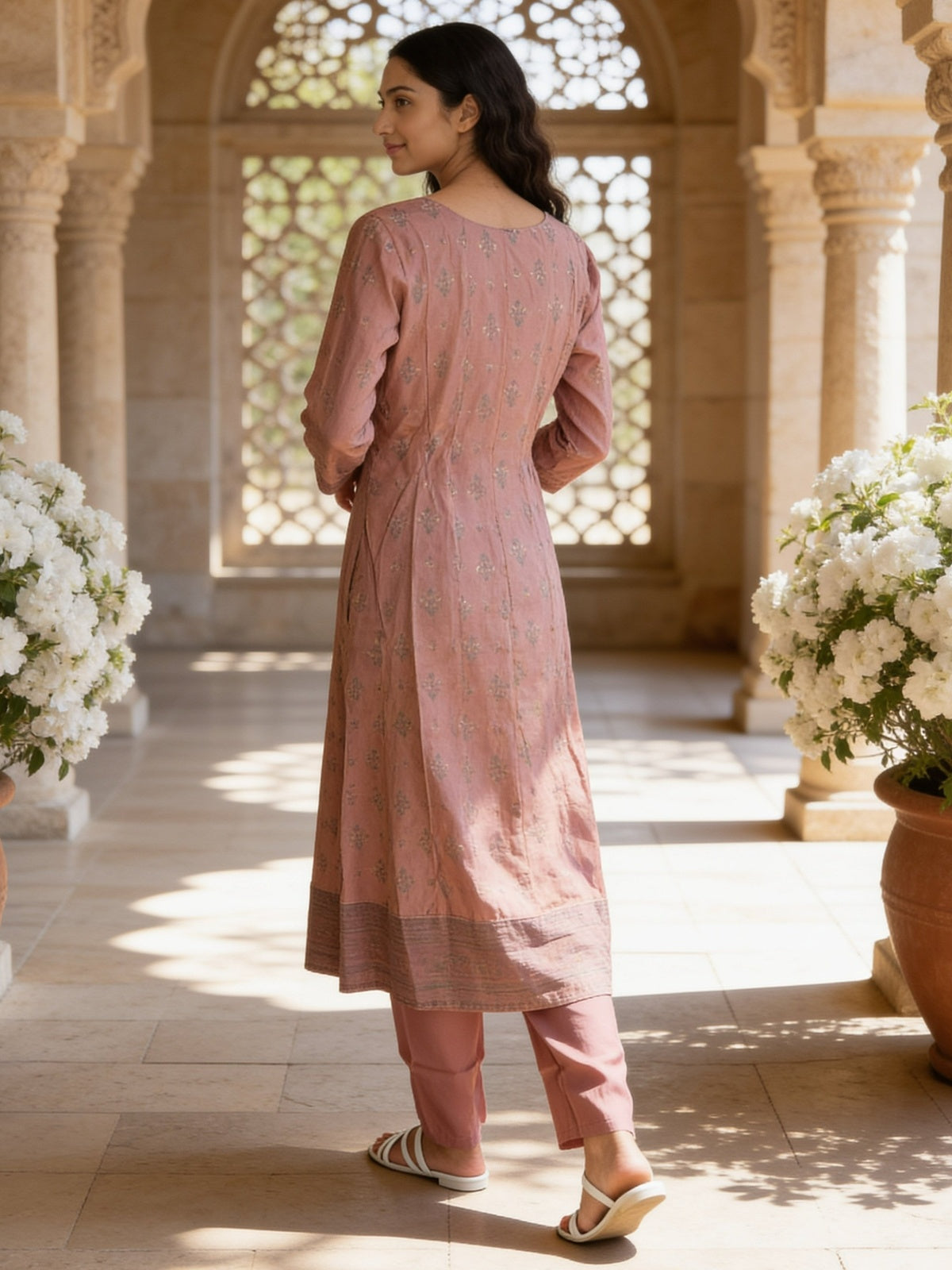 Poly Viscose Embroidered Anarkali Calf Length Kurta With Pant and Dupatta