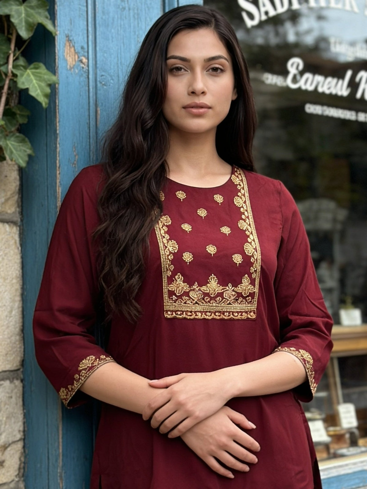 Rayon Embroidered A-Line Short Length Short Kurta