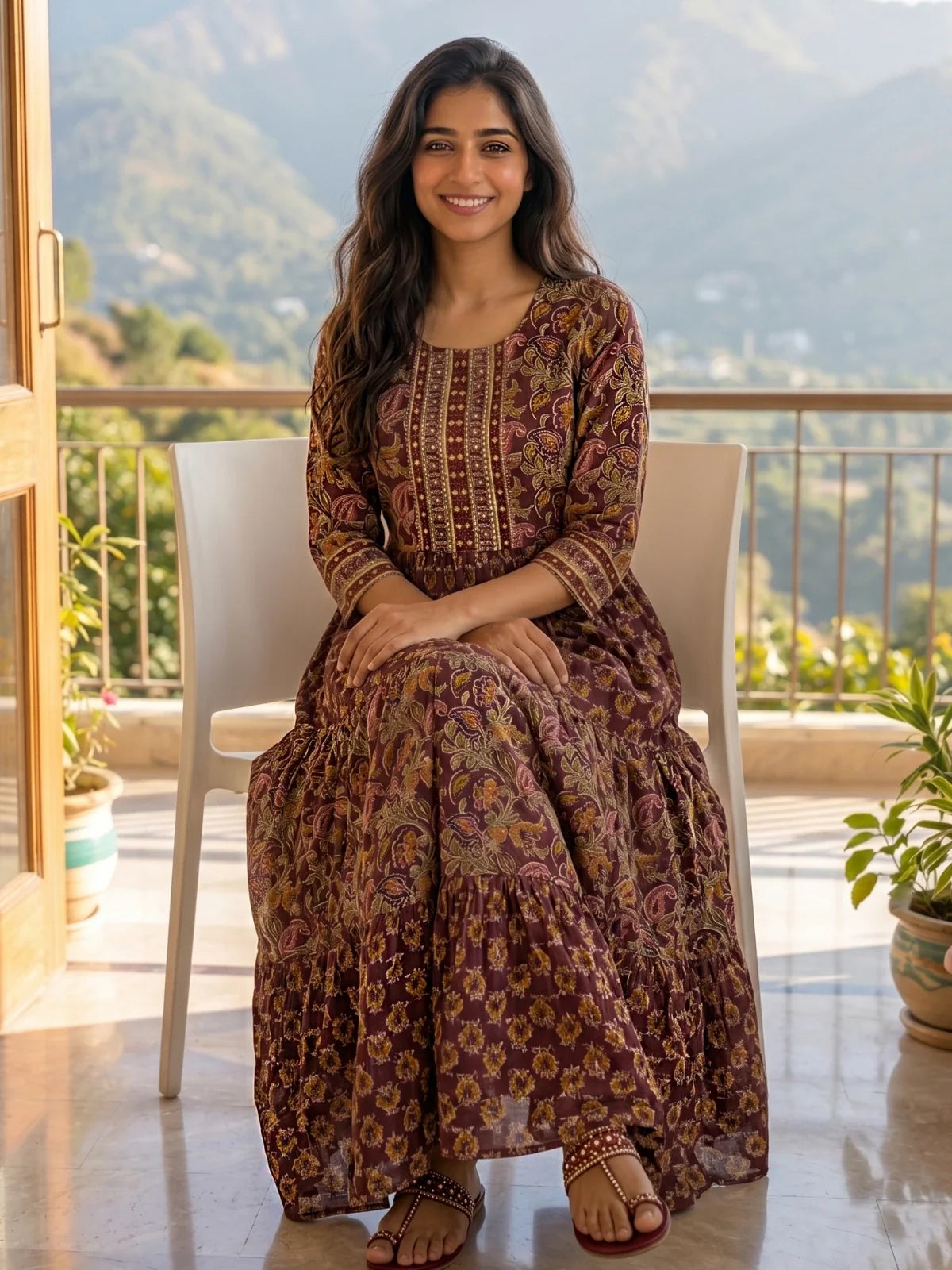 Cotton Printed Flared Calf Length Dress Rangita Cotton Printed Flared Calf Length Dress Rangita