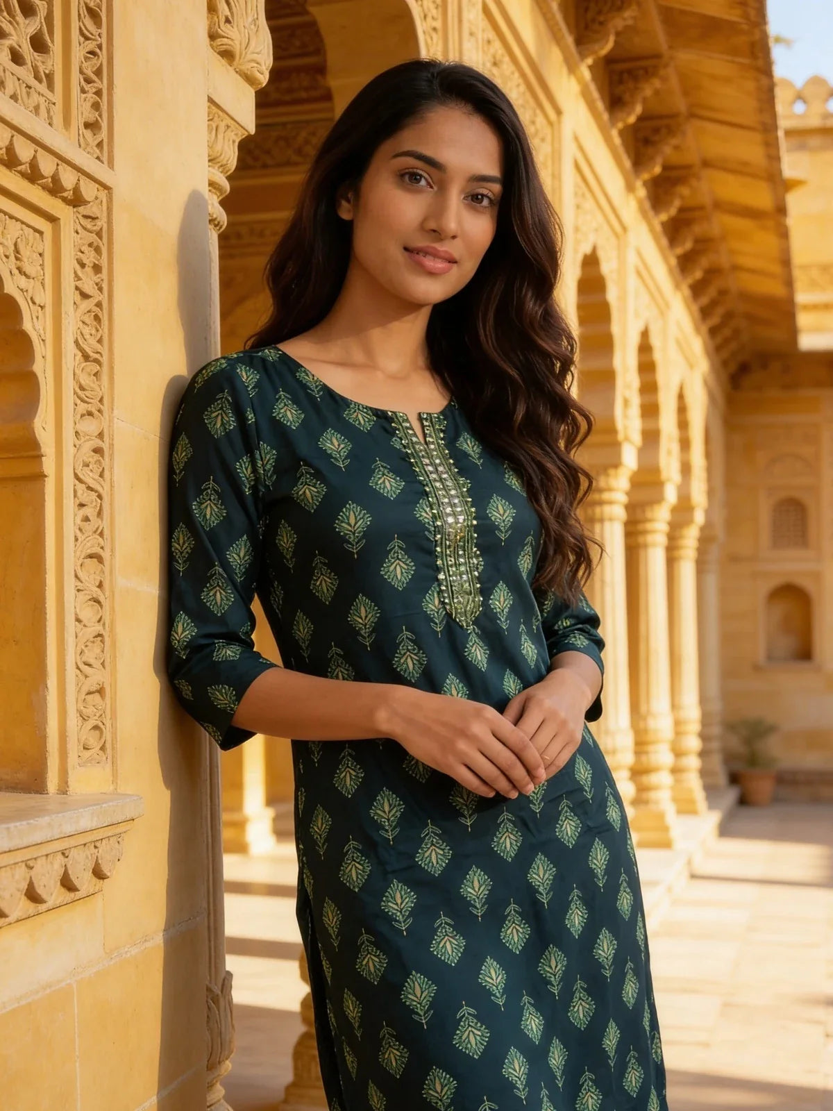 Buy Cotton Embroidered Straight Knee Length Kurta-Off-White