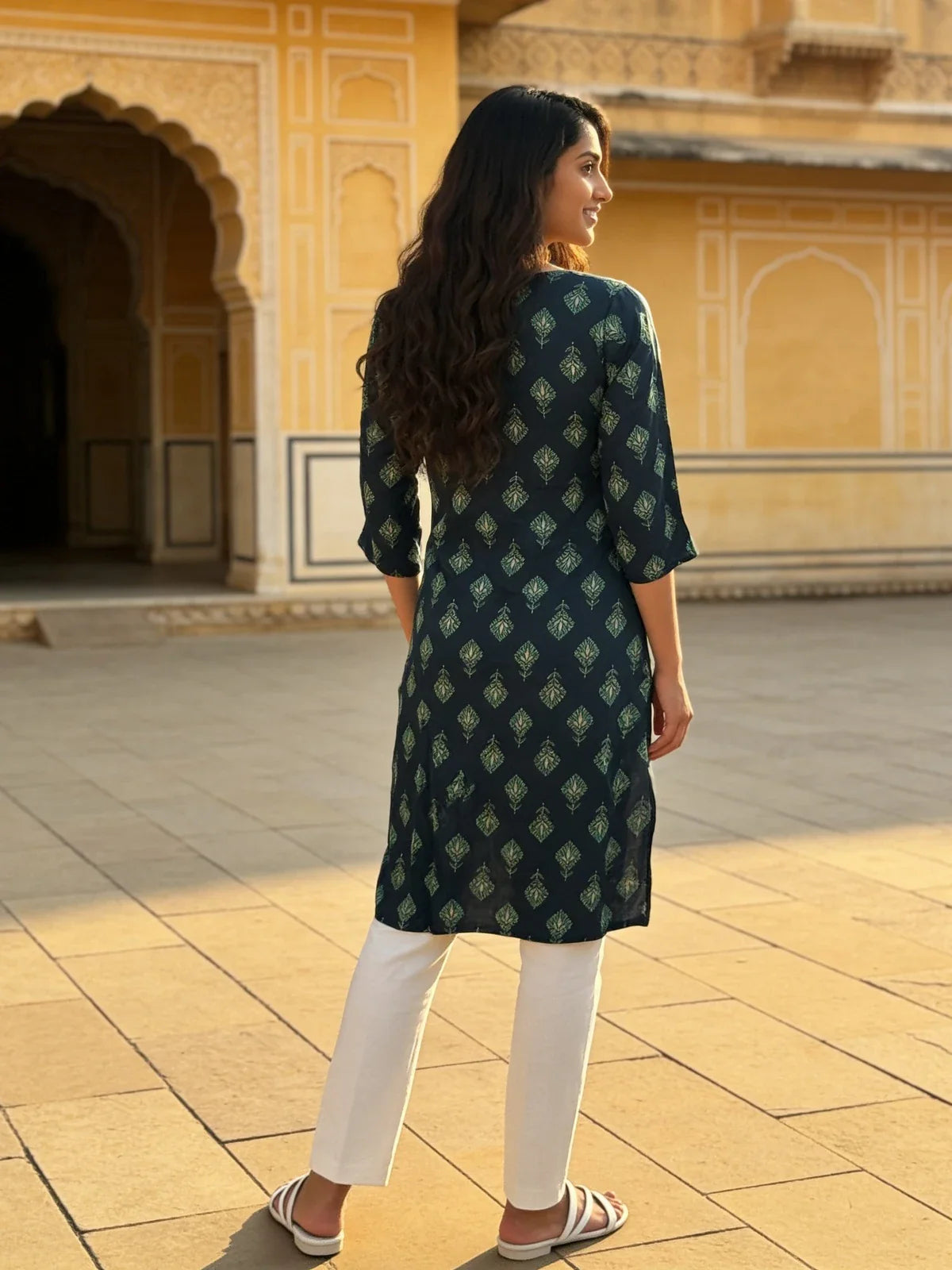 Buy Cotton Embroidered Straight Knee Length Kurta-Off-White