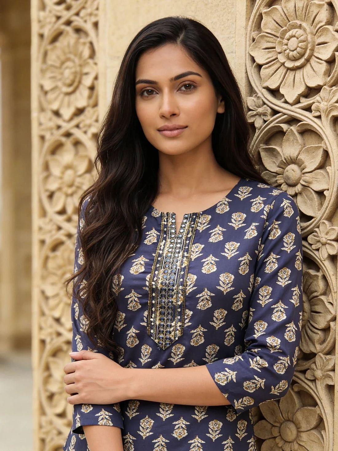 Buy Rayon Embroidered Straight Knee Length Kurta-Grey