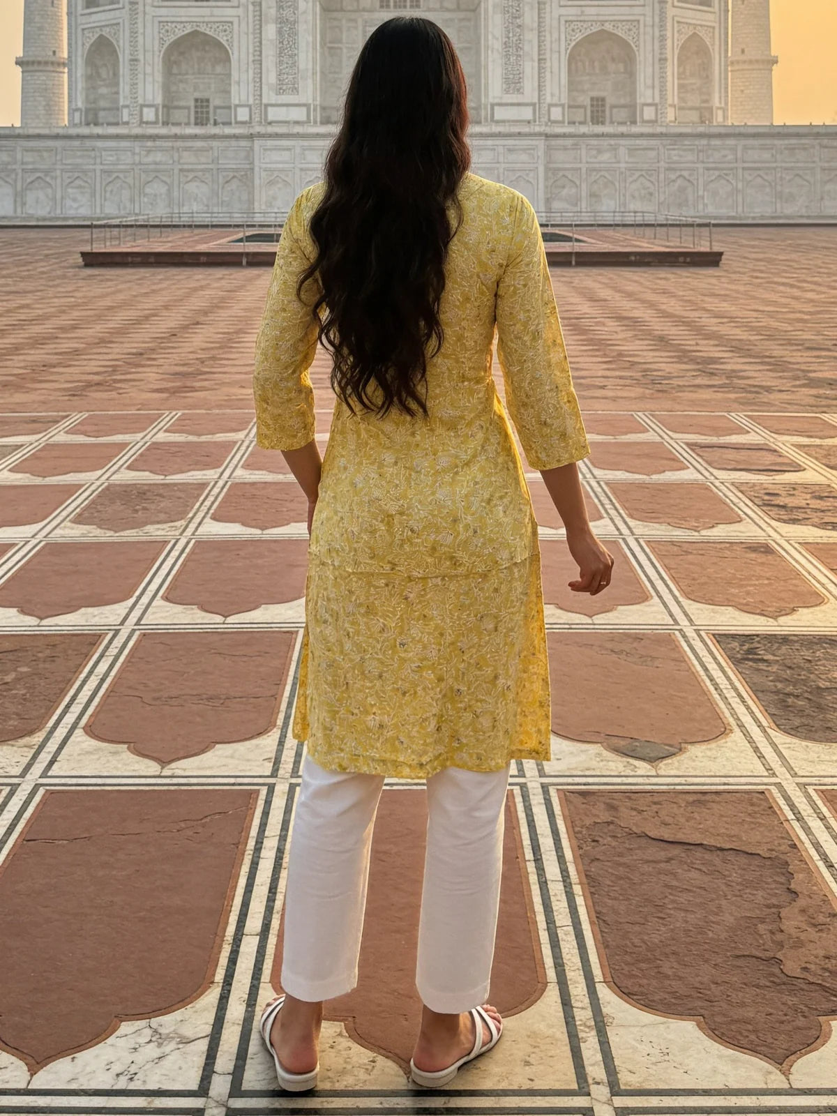 Buy Rayon Embroidered Straight Knee Length Kurta-Yellow