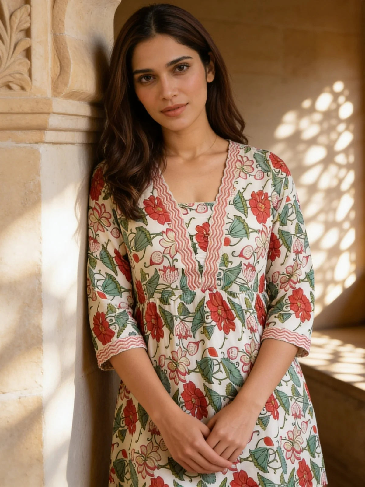 Buy Rayon Embroidered A-line Short Length Short Kurta-Off White