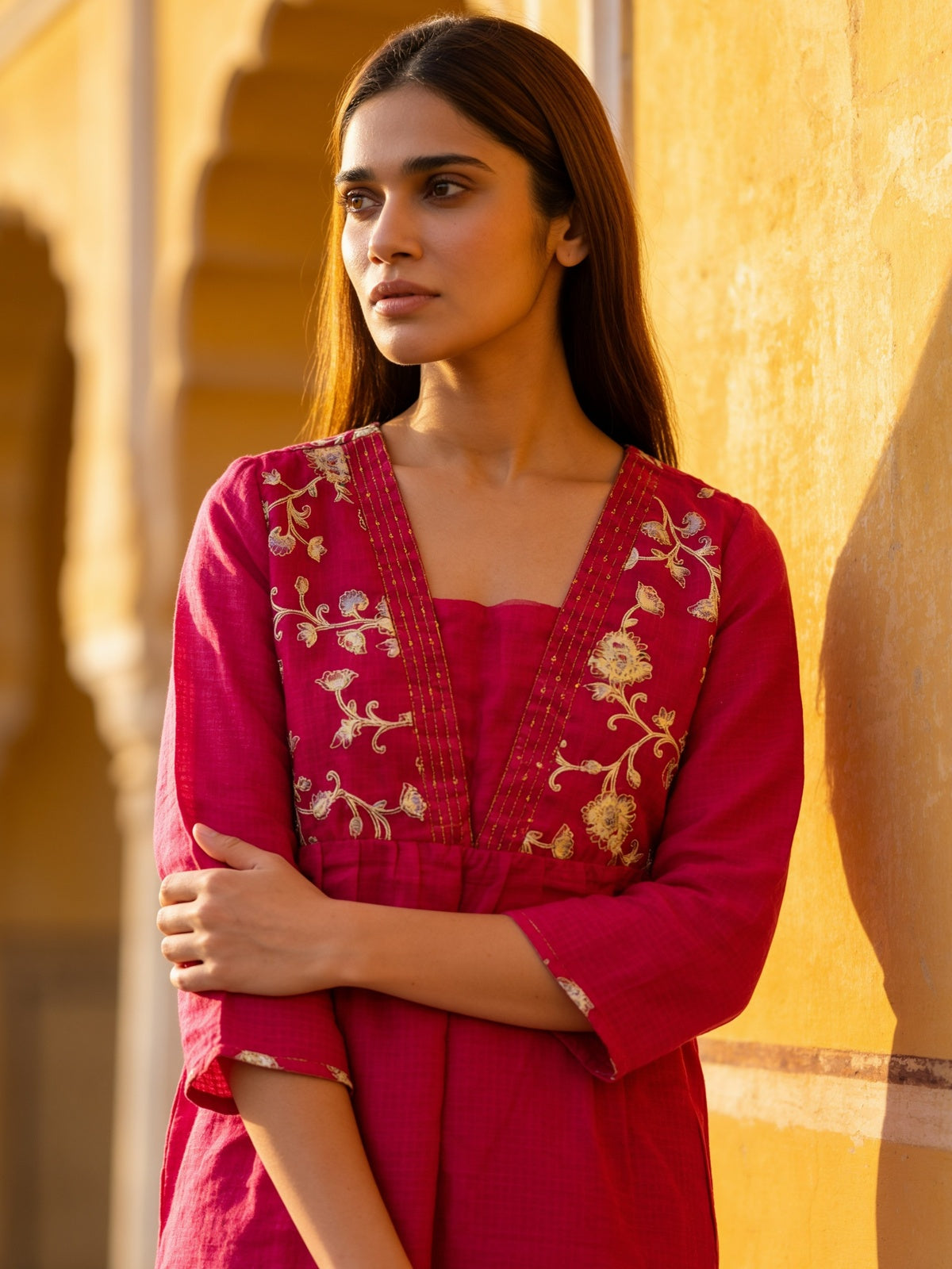 Buy Cotton Printed Straight Short Length Short Kurta-Red