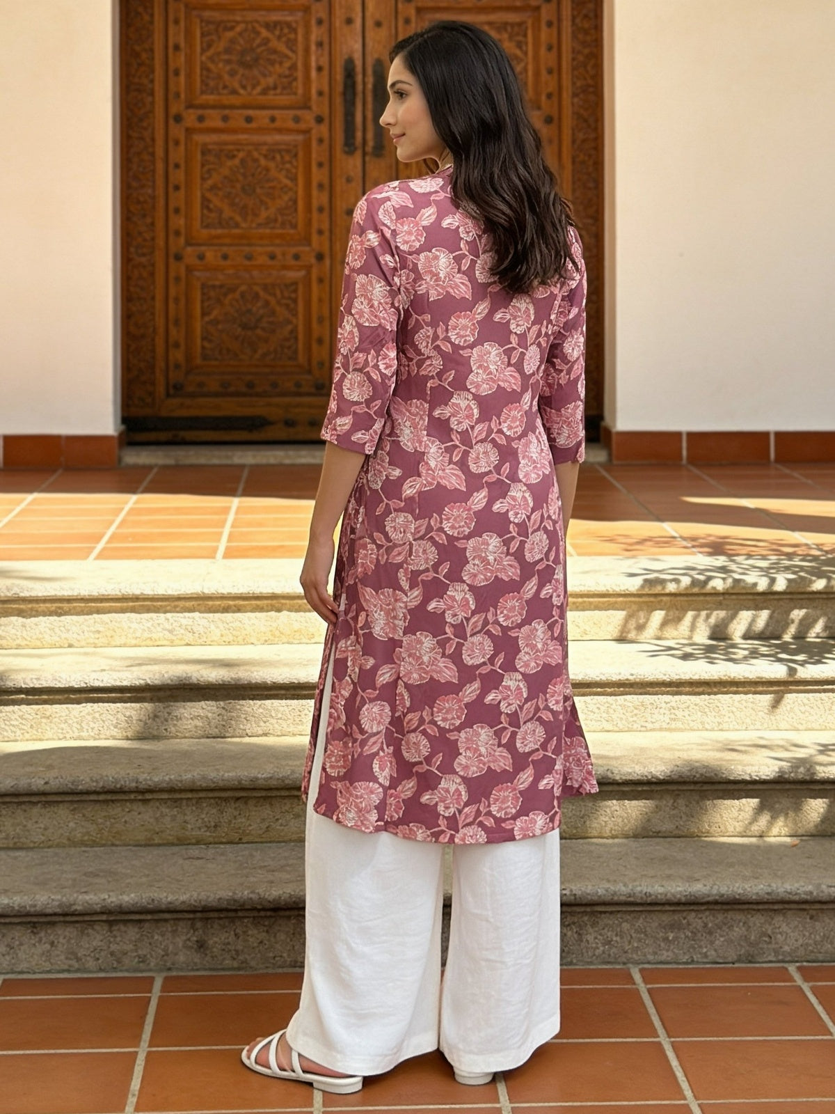 Rayon Printed Straight Calf Length Kurta