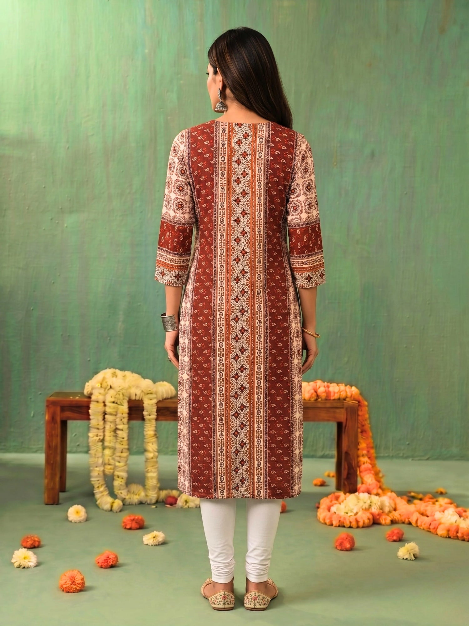 Buy Maroon Rayon Printed Straight Knee Length Kurta-Maroon