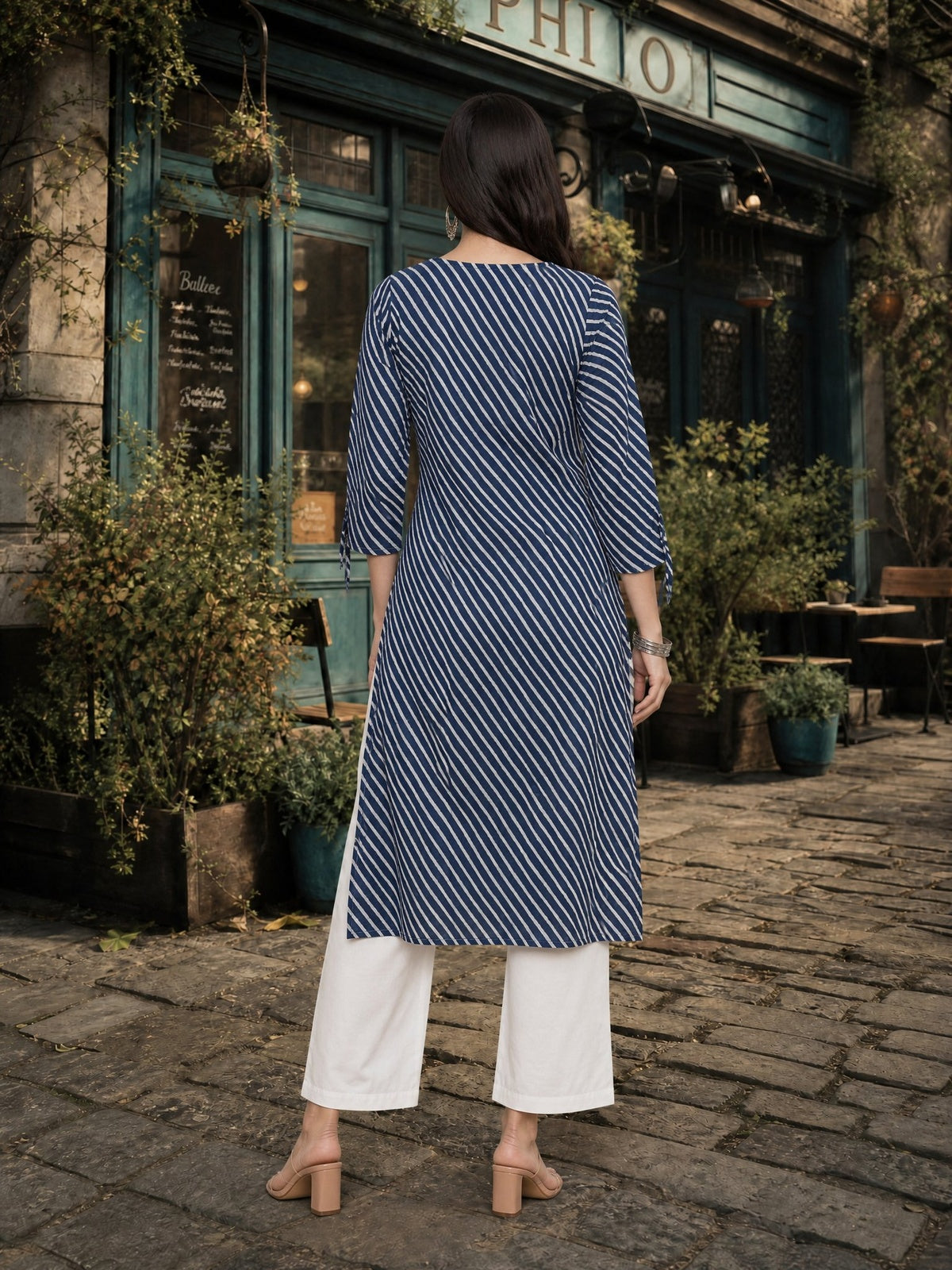 Cotton Embroidered Straight Calf Length Kurta