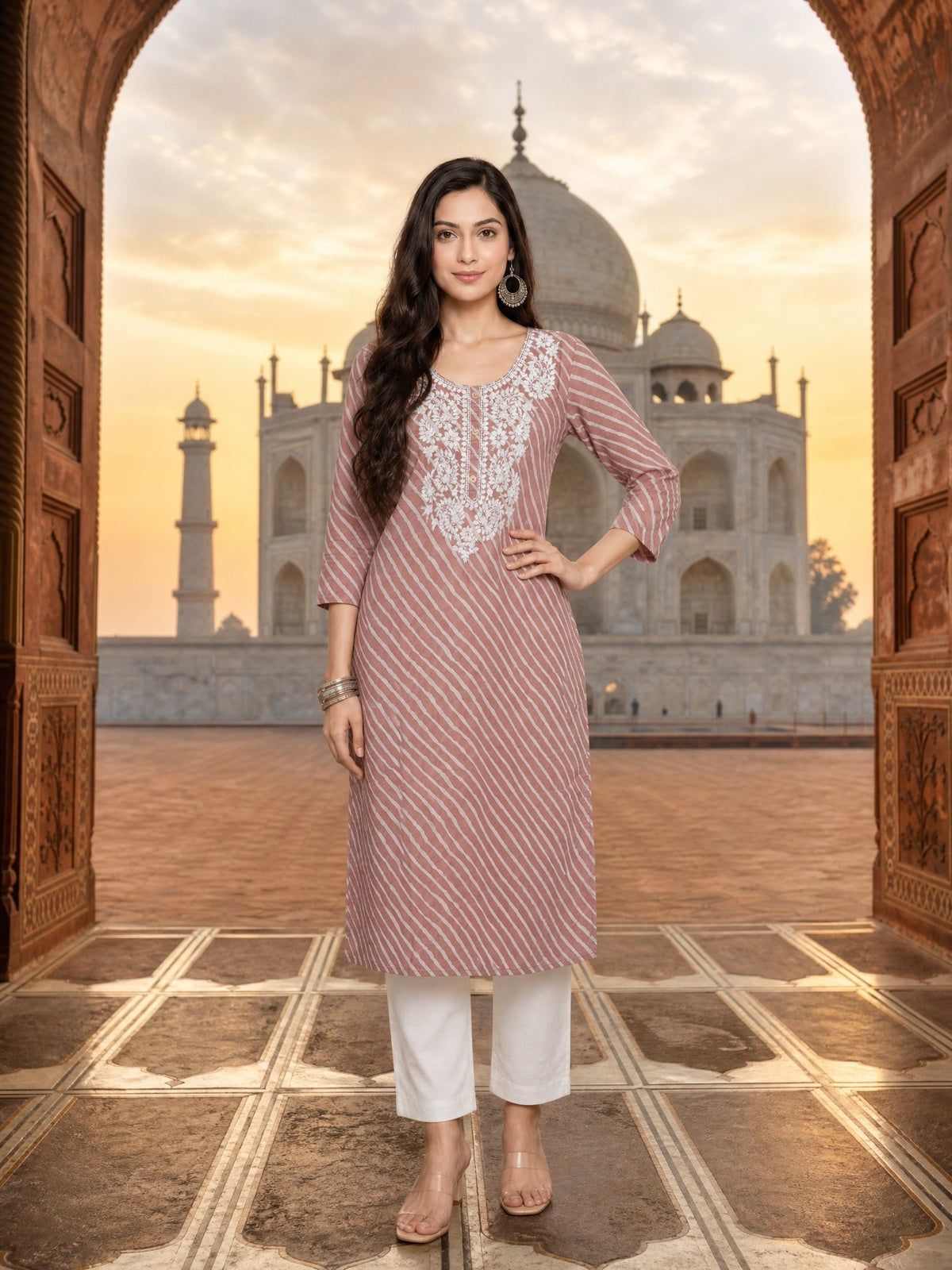 Cotton Embroidered Straight Calf Length Kurta