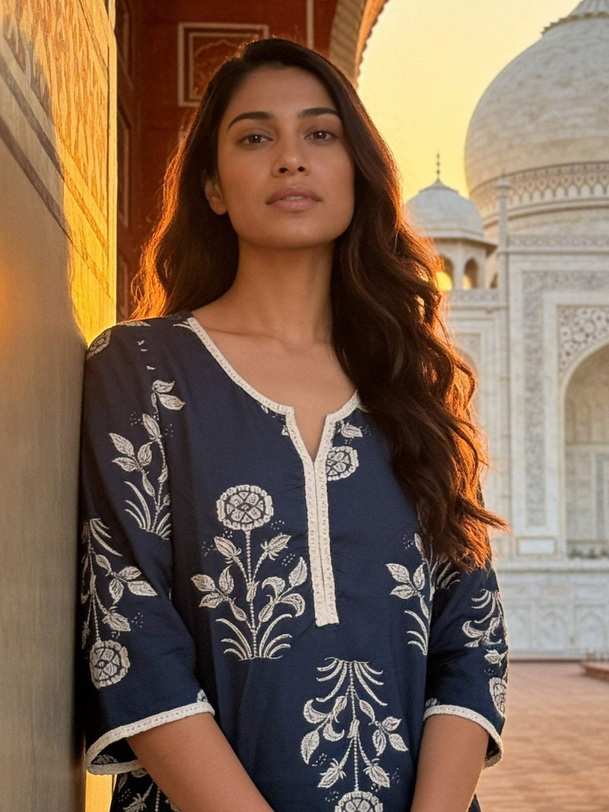 Rayon Printed Straight Knee Length Kurta