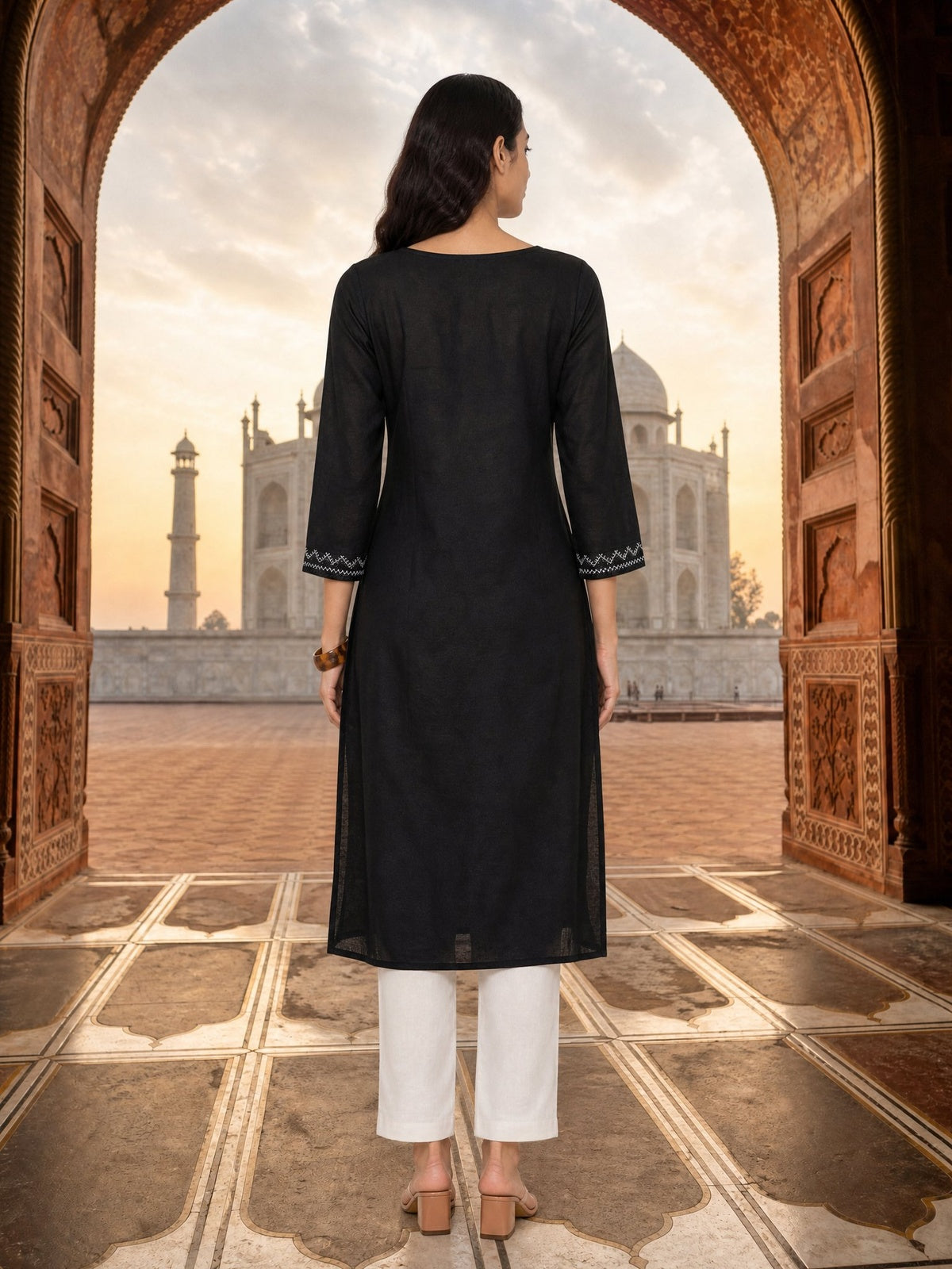Rayon Embroidered Straight Calf Length Kurta